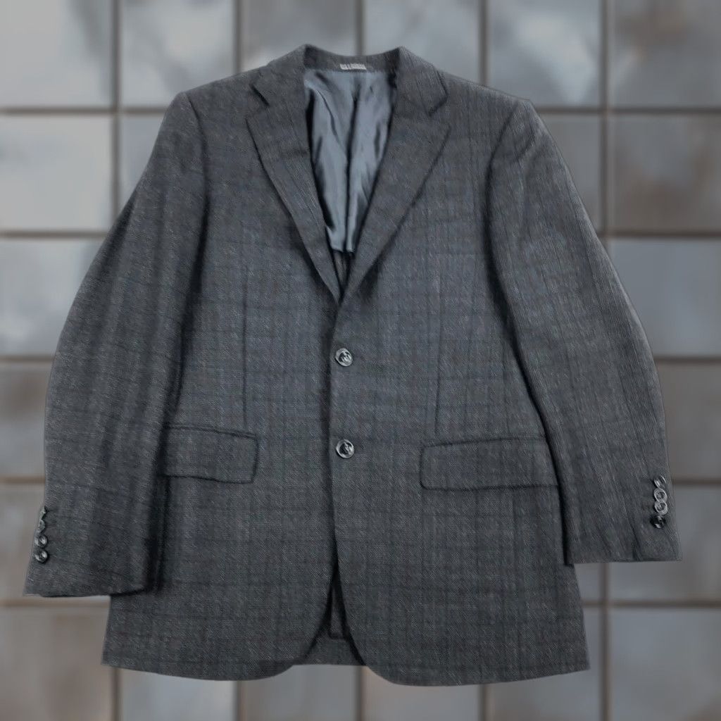 Ermenegildo Zegna Ermenegildo Zegna Blazer Wool Cashmere Mila Glen Check 38R Notch Two-Button Mens мод Size 38R - 1 Thumbnail