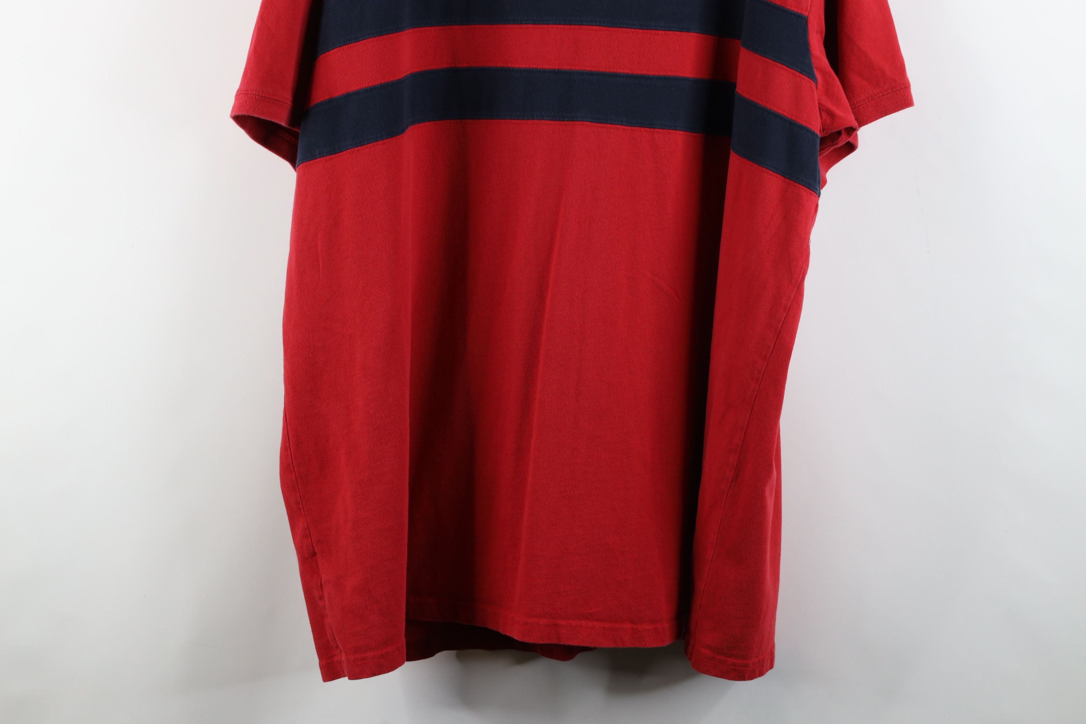 Ralph Lauren × Vintage Vintage 90s Ralph Lauren Block Chain Stitch T-Shirt Red Size US XL / EU 56 / 4 - 11 Thumbnail