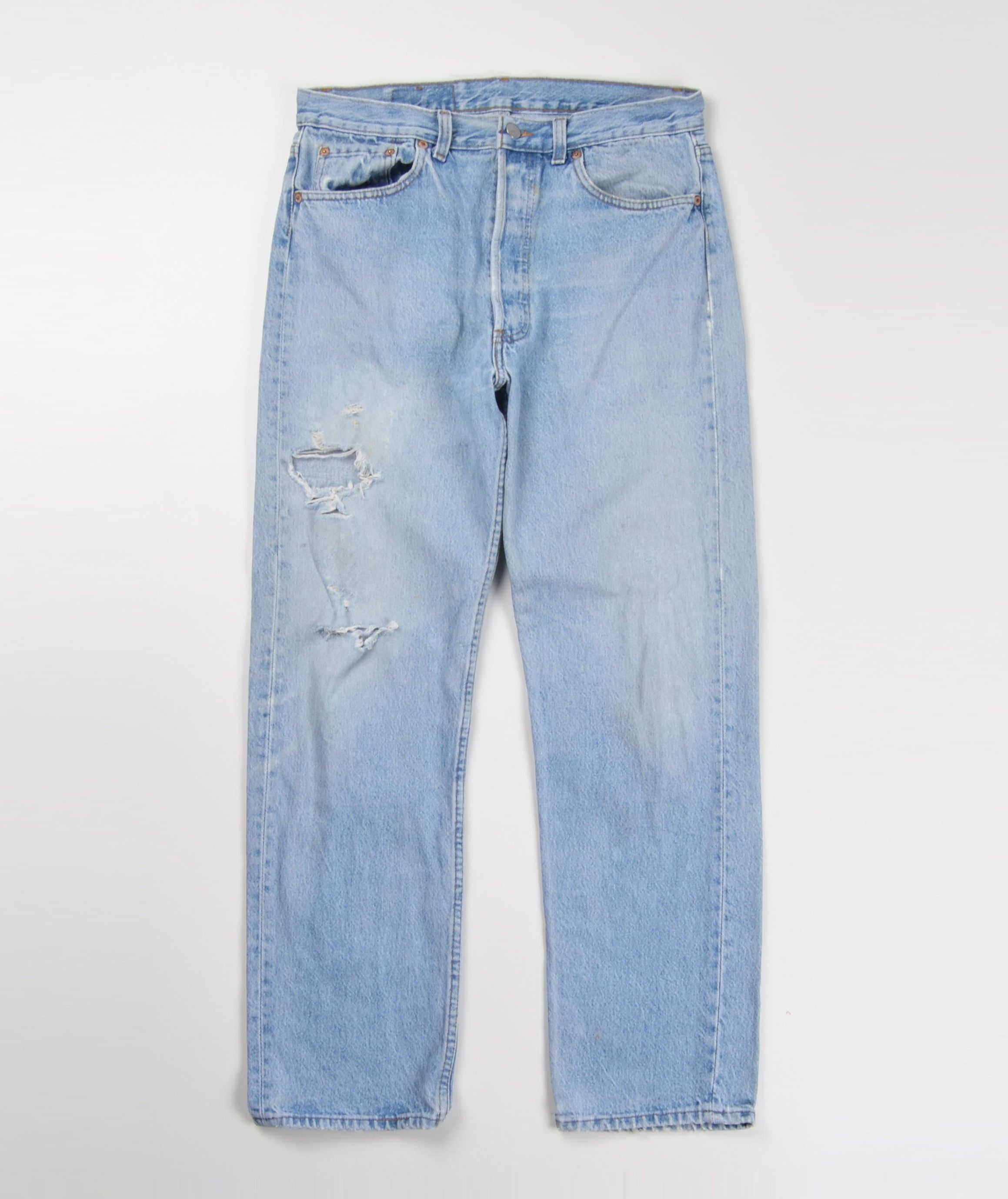 Levi's Vintage Levis 501 90's Made in USA Distressed Blue Jeans Size US 34 / EU 50 - 1 Thumbnail
