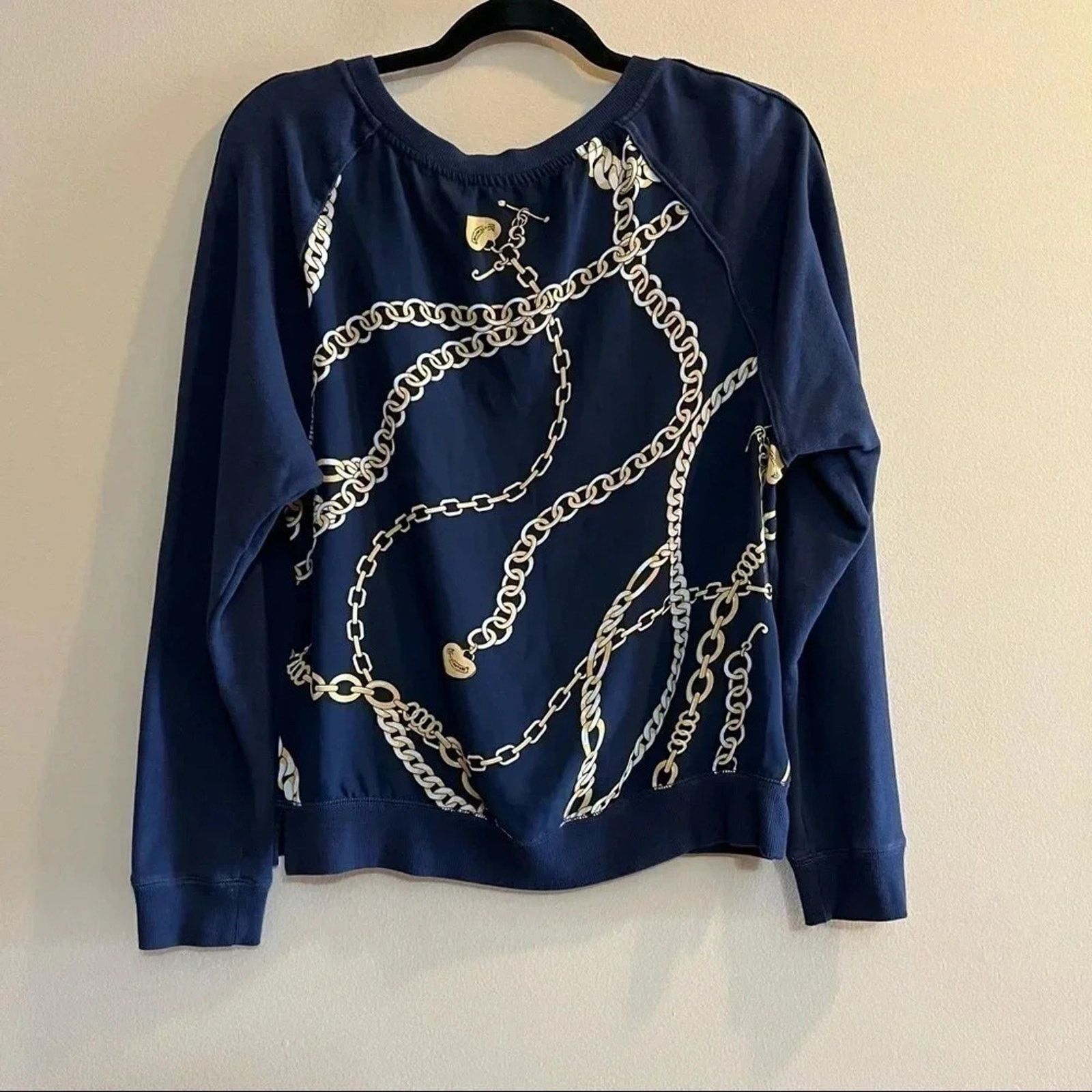 Juicy Couture Juicy Couture Navy Sheer Back Chains Long Sleeve Sweatshirt Size M / US 6-8 / IT 42-44 - 10 Thumbnail