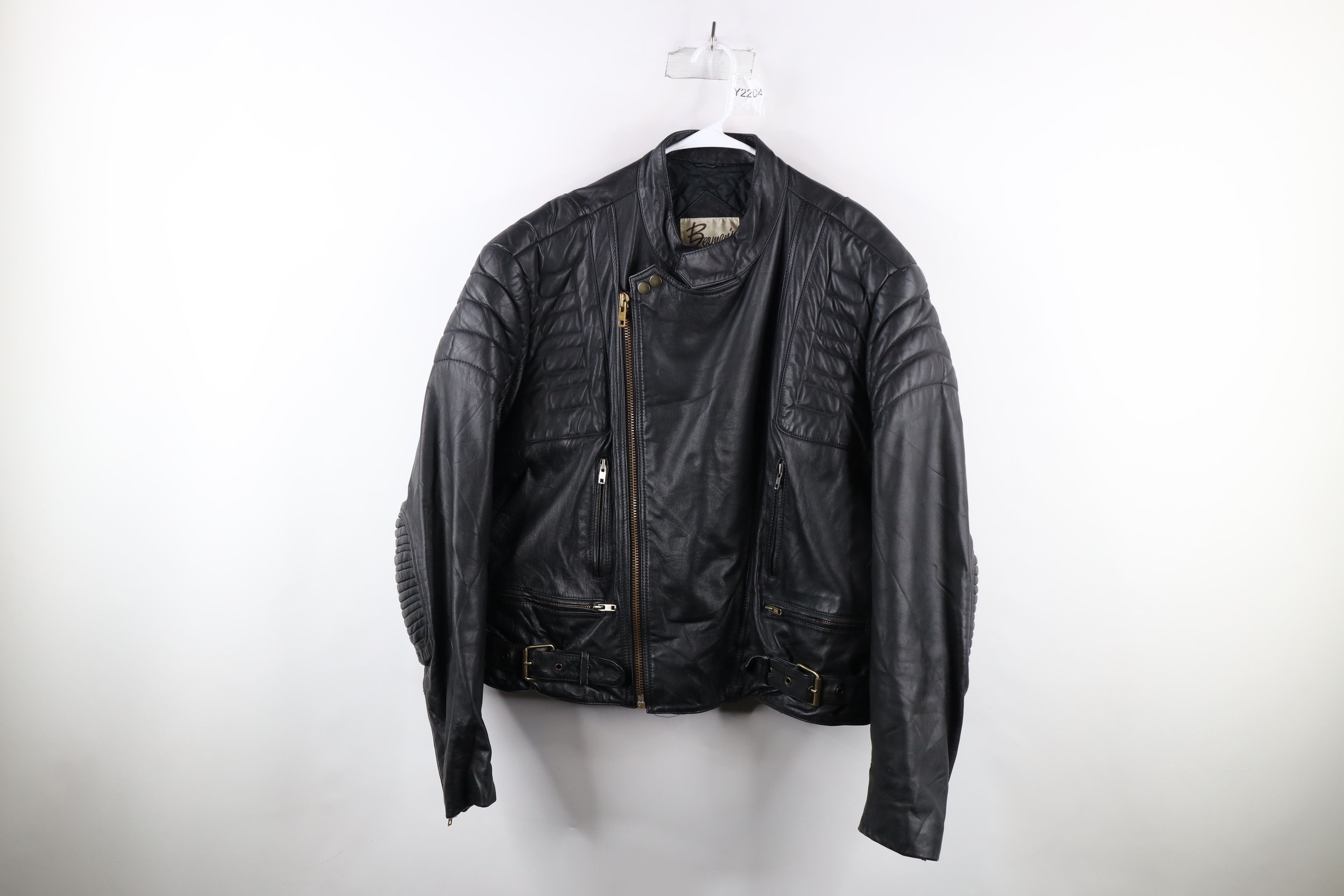 image of Vintage 70's Heavyweight Padded Leather Motorcycle Jacket, Men's (Size XL)