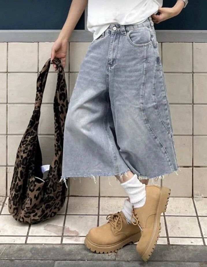Jean Denim jeans jorts Y2K Drip shorts Size US 35 - 3 Thumbnail