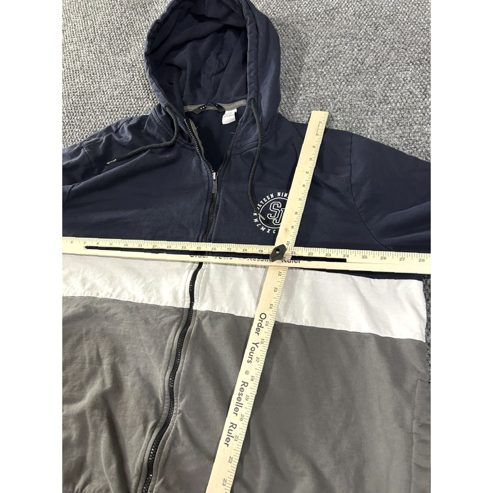 Sean John Sean John Hoodie Jacket Mens 3XB Navy Gray Colorblock Full Zip Hooded Cotton Fleece Pockets Logo Zipper Size US XXL / EU 58 / 5 - 4 Thumbnail