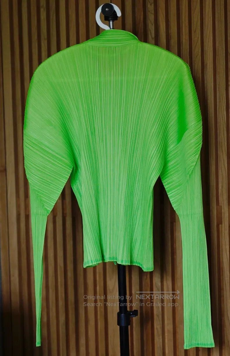 Issey Miyake Issey Miyake Bright Green Zipper Cardigan Size L / US 10 / IT 46 - 3 Thumbnail