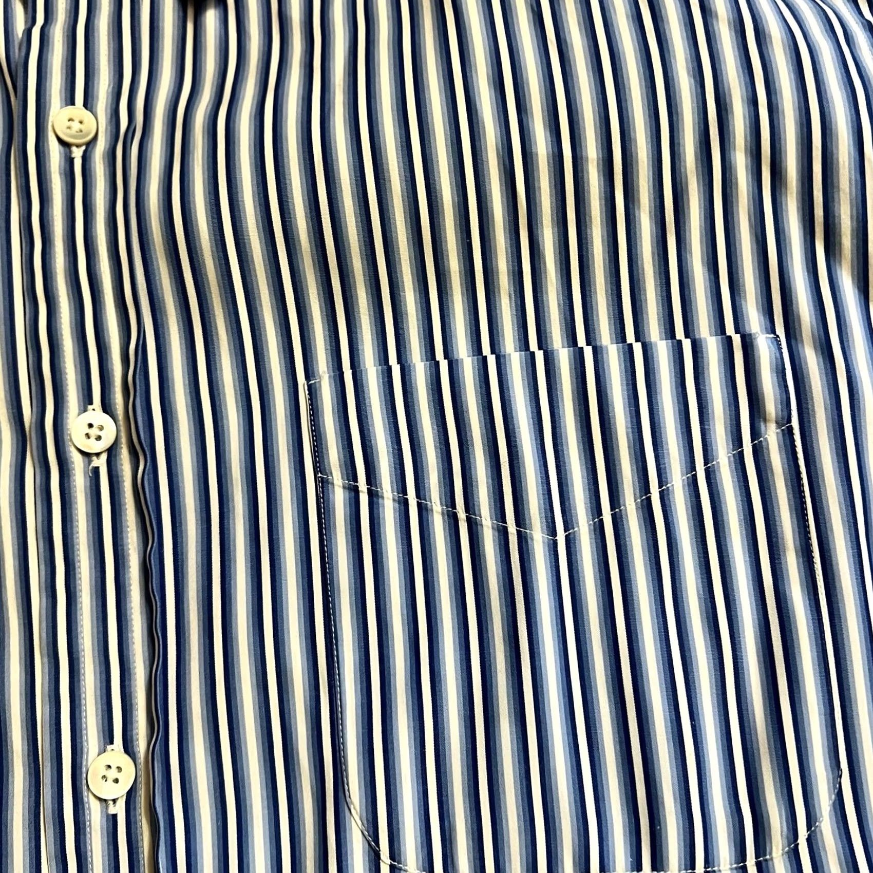 Ralph Lauren Ralph Lauren Purple Label Mens Dress Shirt Blue Stripe Italy Button Up XL Size 46R - 2 Thumbnail