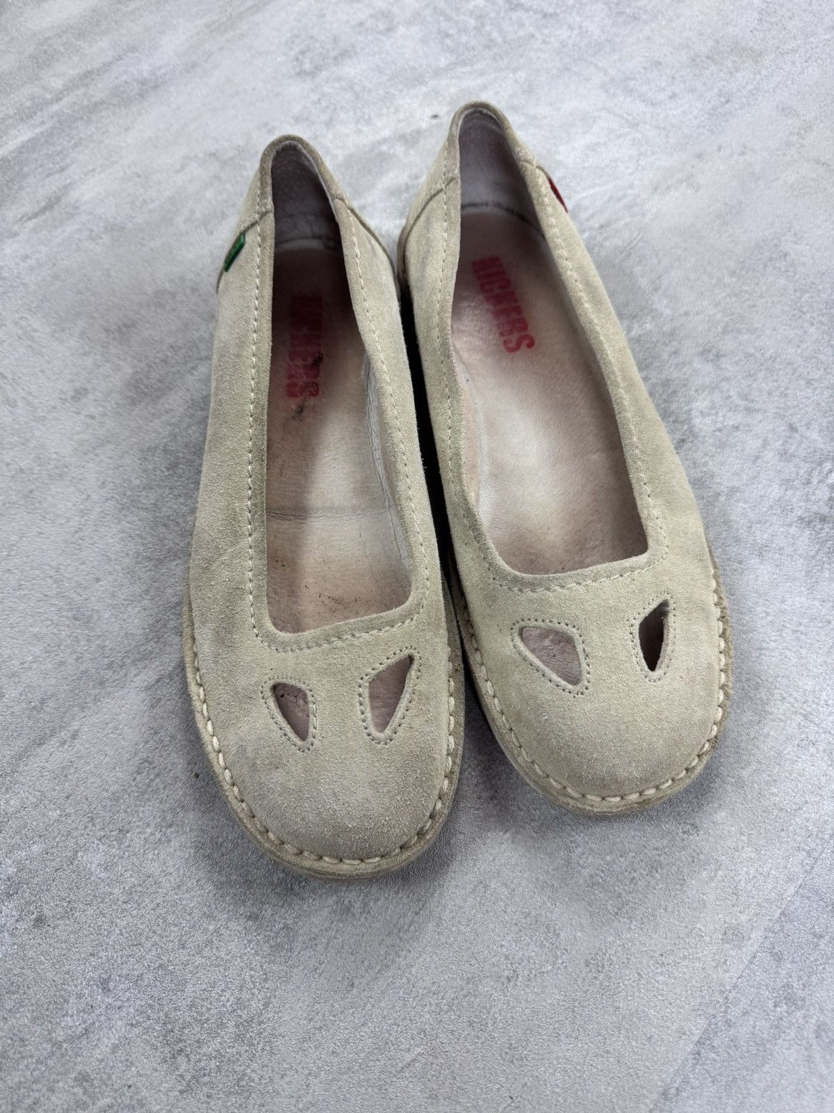 Designer Kickers Womens Shoes Slip On Ballet Mary Jane Suede Leather in Grey (Size 7)