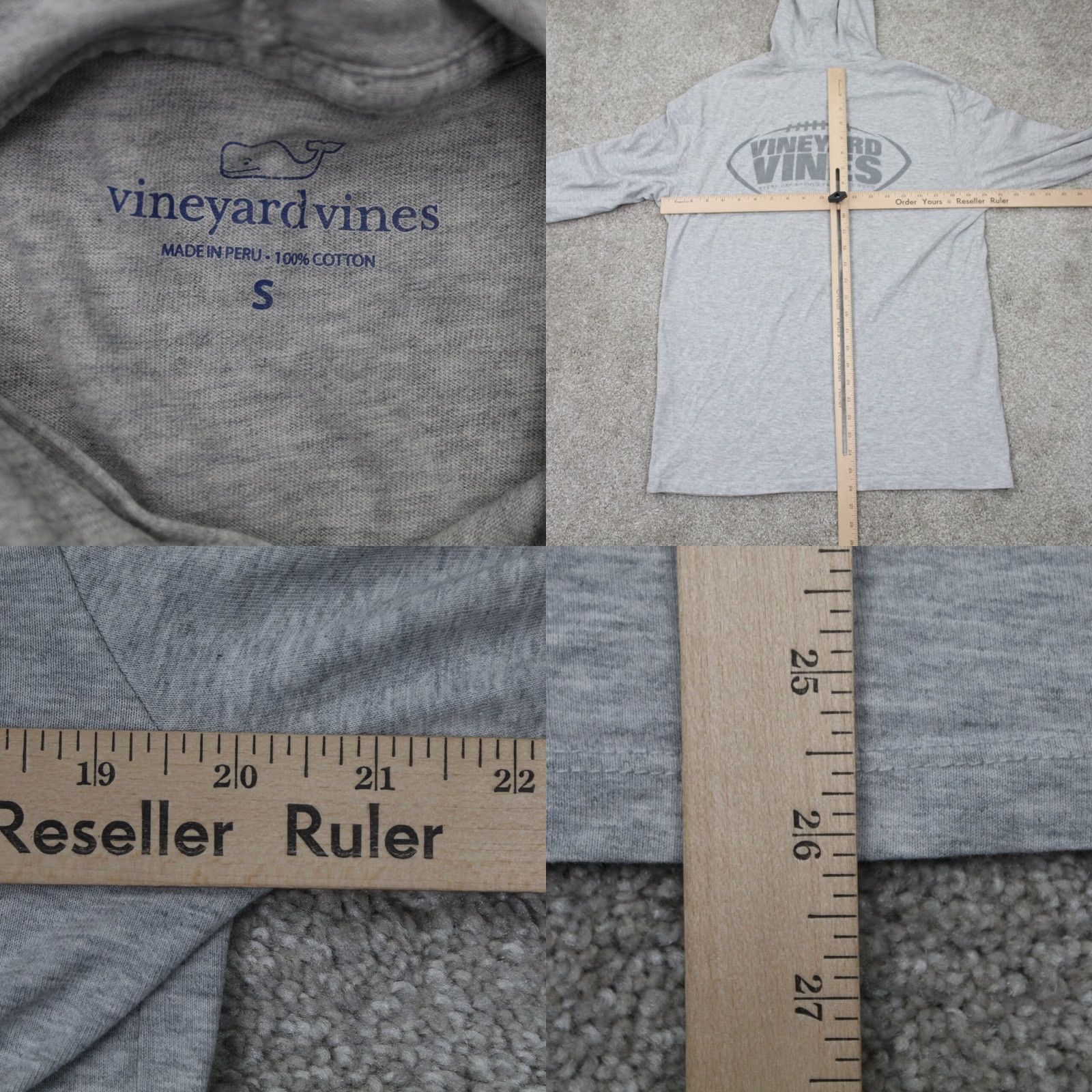 Vineyard Vines Vineyard Vines Hoodie Mens Small Gray Football Long Sleeve Pullover Hooded Sweatshirt Size US S / EU 44-46 / 1 - 8 Thumbnail