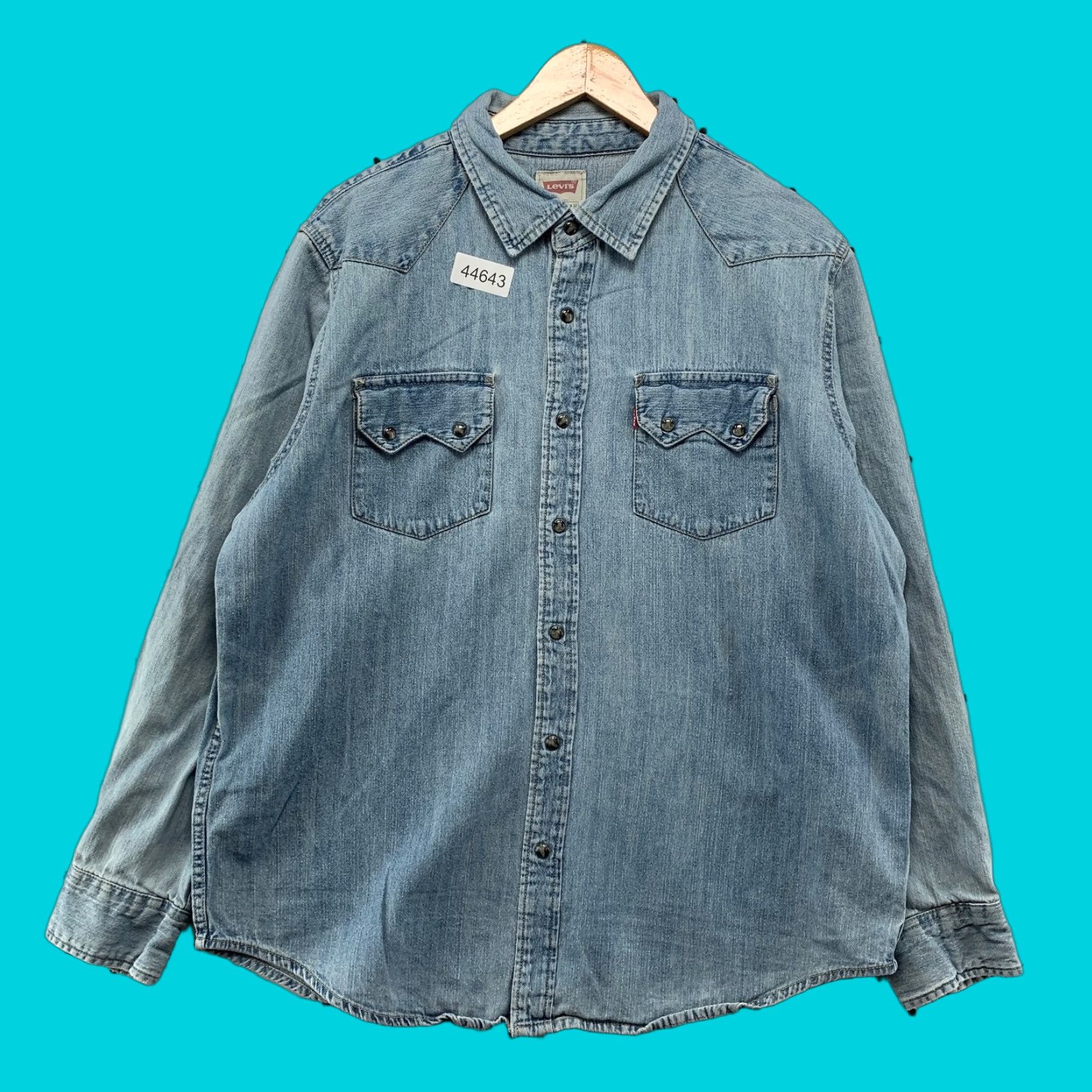 Levi's Levi's Denim Snap Shirt Mens XL Blue Western Cowboy Long Sleeve Rodeo Size US XL / EU 56 / 4 - 1 Thumbnail