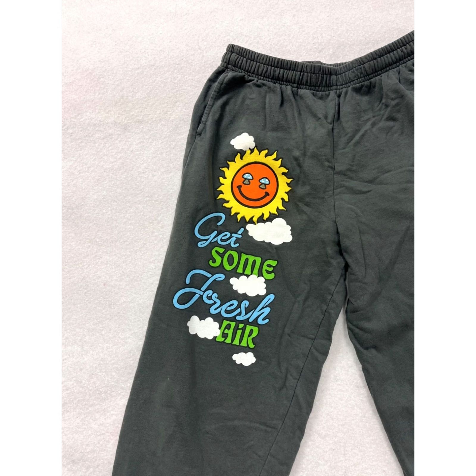 Fanci Club Fan Club Jogger Pants Women Medium Black Get Some Fresh Air Print Elastic Waist 8319 Size 32" / US 10 / IT 46 - 6 Thumbnail