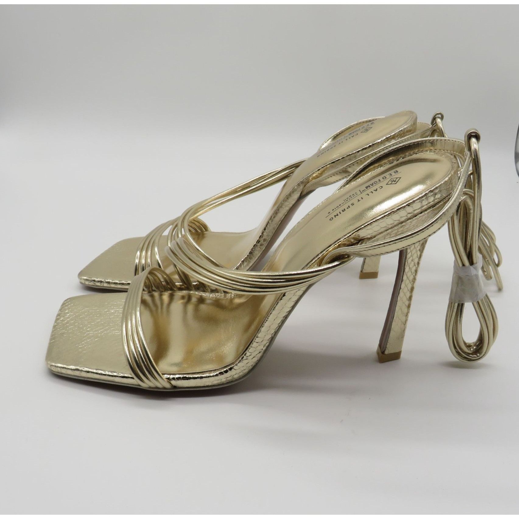 Call It Spring Call It Spring Women's Strappy Gold Heeled Sandals Square To Size US 8.5 / IT 38.5 - 6 Thumbnail