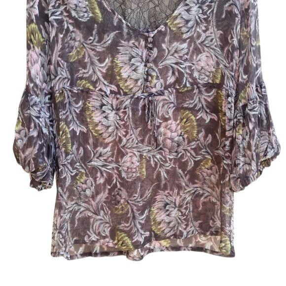 Bcbgmaxazria Y2K BCBGMaxAzria Silk Baby Doll Top Blouse Sz S Brown Sheer Size S / US 4 / IT 40 - 8 Thumbnail
