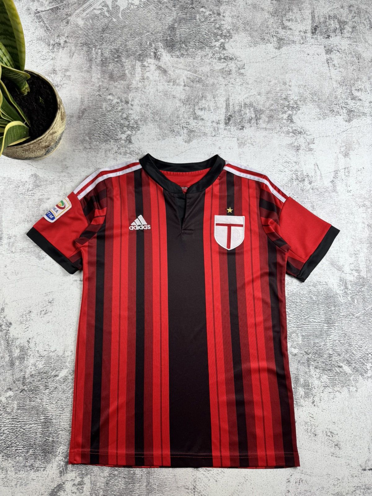 Adidas AC MILAN Adidas 2014/2015 Serie A Red Home Soccer Football T Shirt Jersey Kit Size US S / EU 44-46 / 1 - 4 Thumbnail