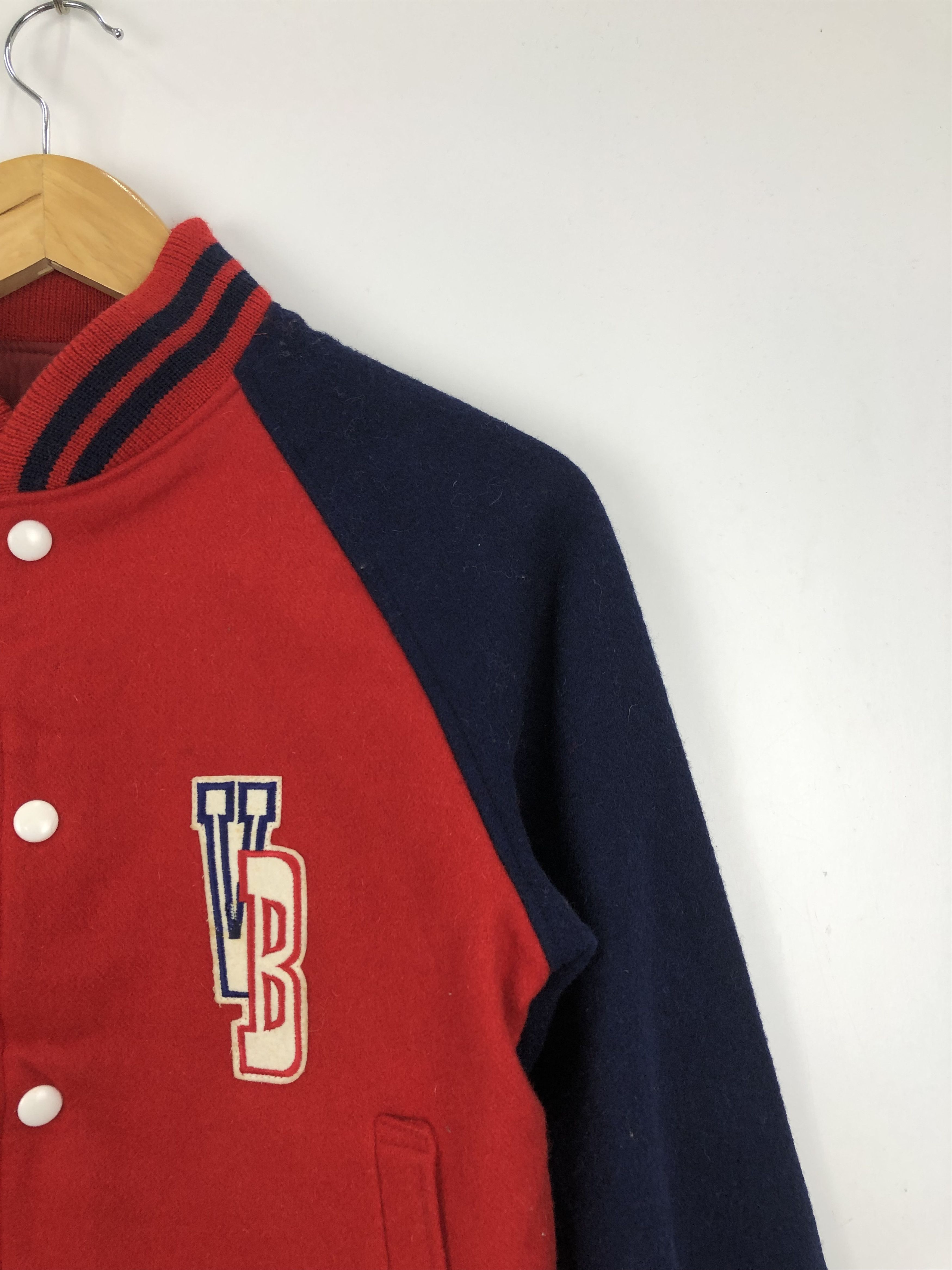 Vintage Vintage 90s Van Boys Wool Varsity Jacket Red Colour V0390 Size US M / EU 48-50 / 2 - 8 Thumbnail