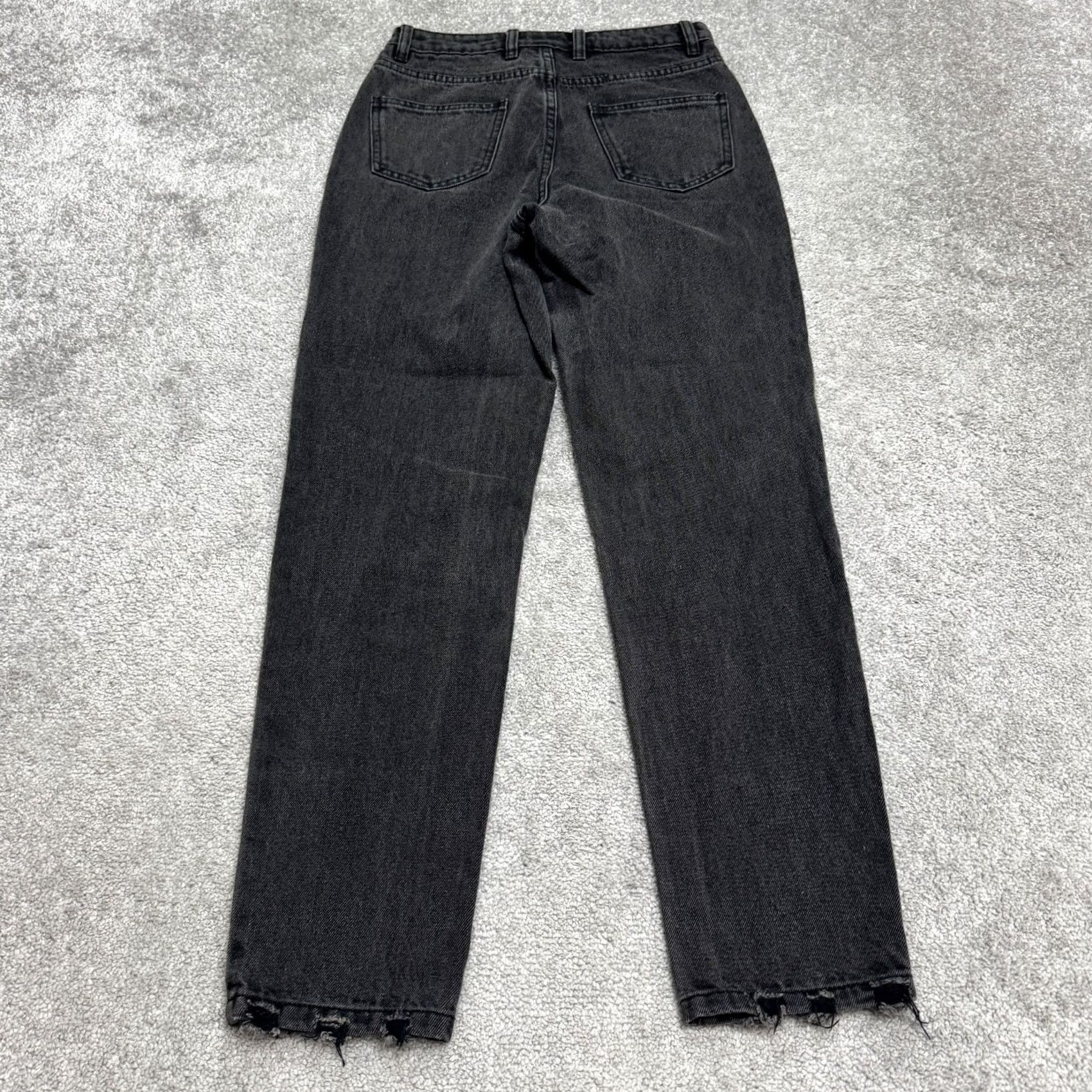 PRINCESS POLLY Princess Polly Denim Jeans Womens 4 Washed Black High Rise Straight Leg Raw Hem Size 27" / US 4 / IT 40 - 2 Thumbnail