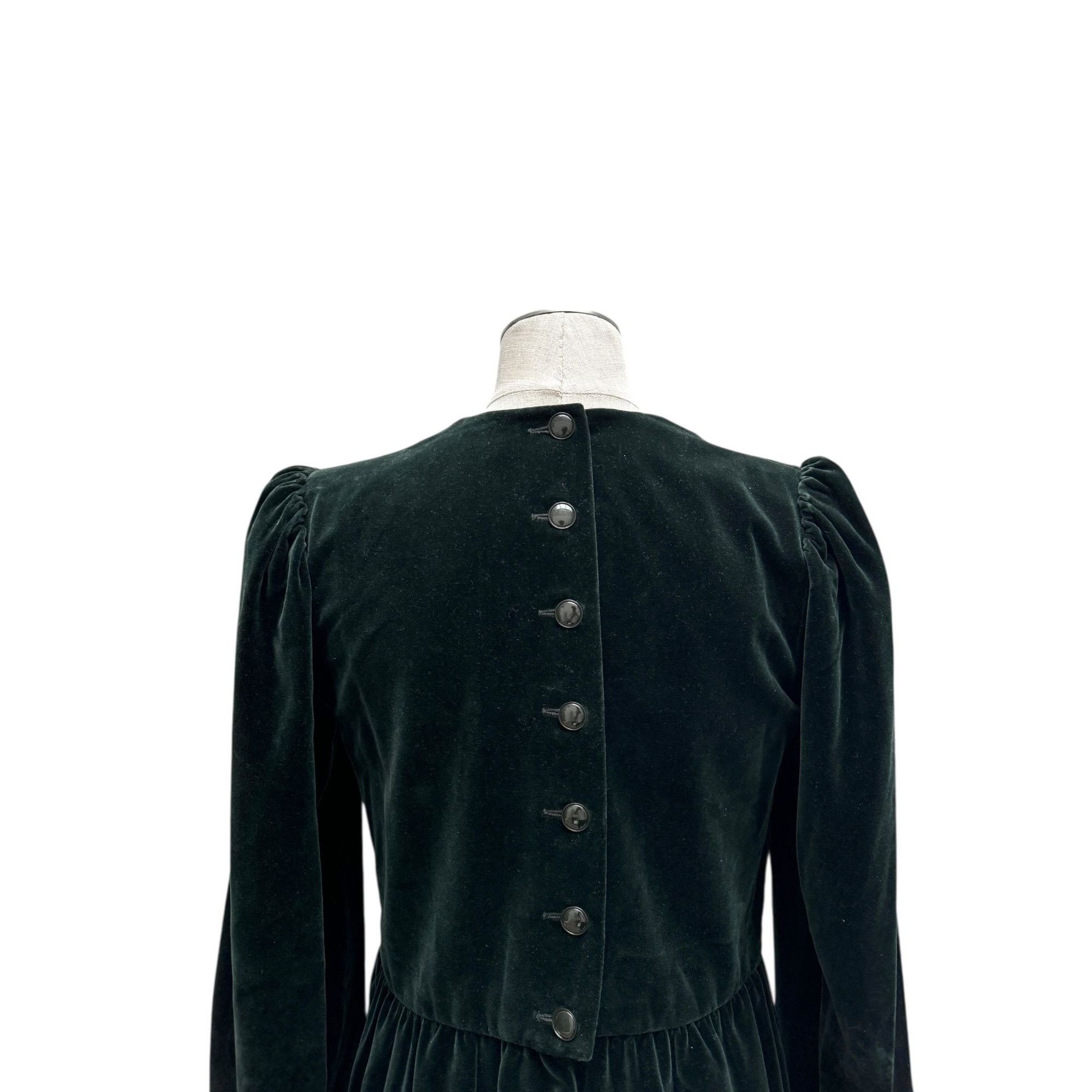 Yves Saint Laurent 1980s Emerald Green Velvet Dress Size M / US 6-8 / IT 42-44 - 2 Thumbnail