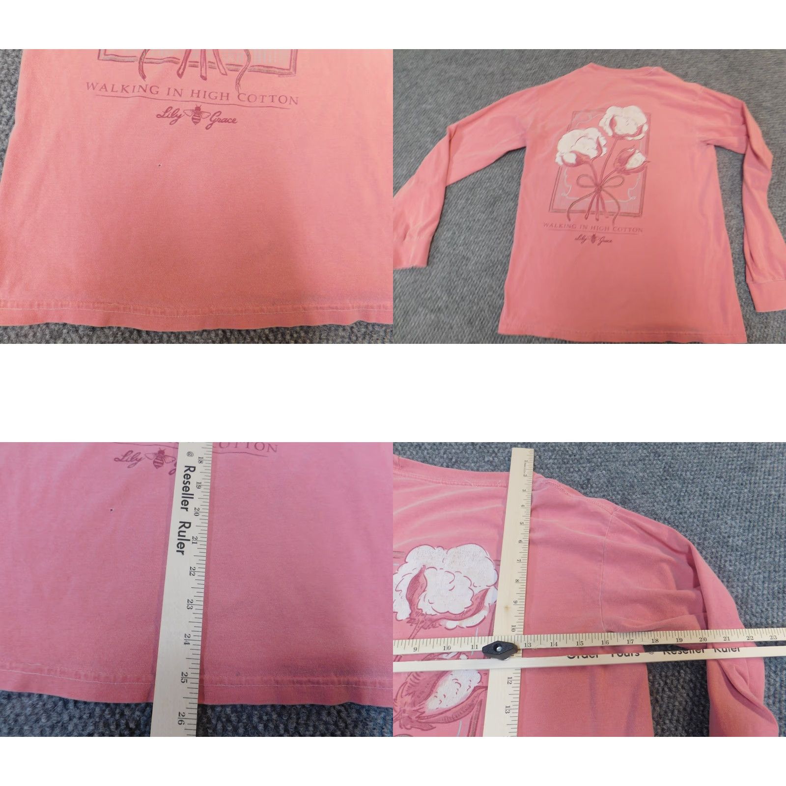 Vintage Lily Shirt Womens S Pink Long Sleeve Cotton Polyester Rayon Crew Neck Casual T-Shirt Classic Basic Breathable Size S / US 4 / IT 40 - 8 Thumbnail