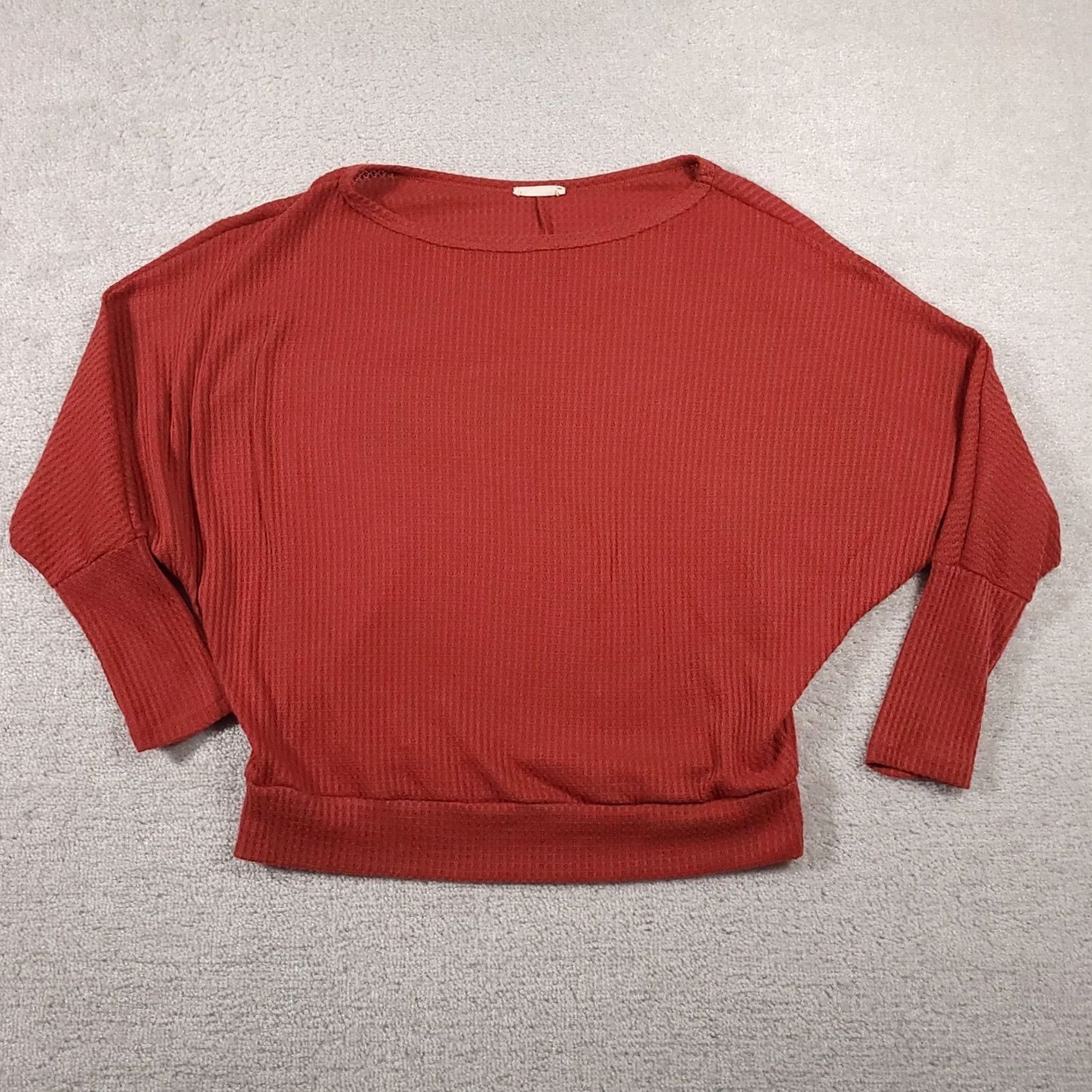 Rusty REB & J 220 Shirt Women's Medium Rust Orange Thermal Waffle Knit Shirt Size M / US 6-8 / IT 42-44 - 2 Thumbnail