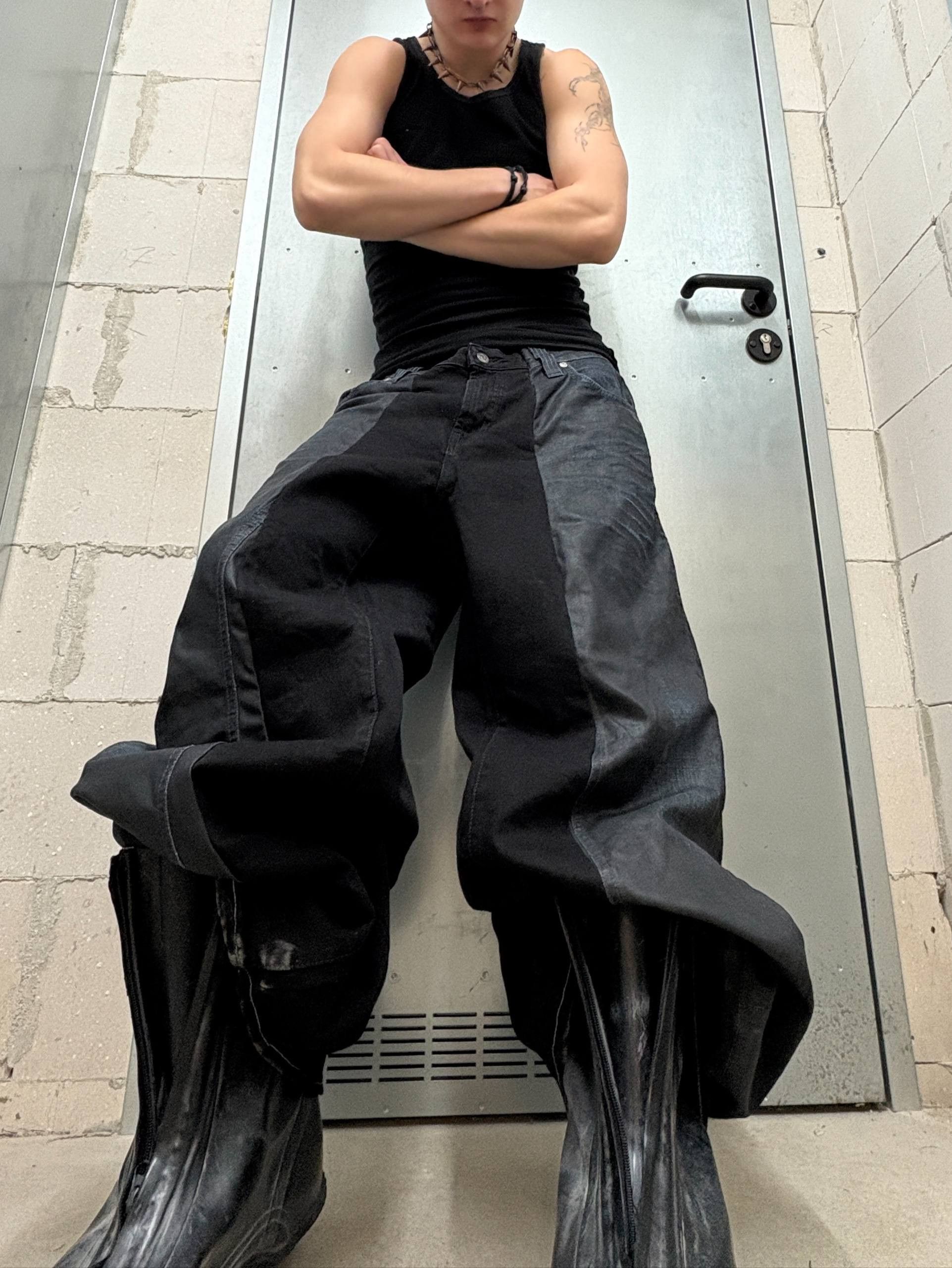Japanese Brand Custom Black Baggy Jeans Wide Leg Size US 31 - 2 Thumbnail