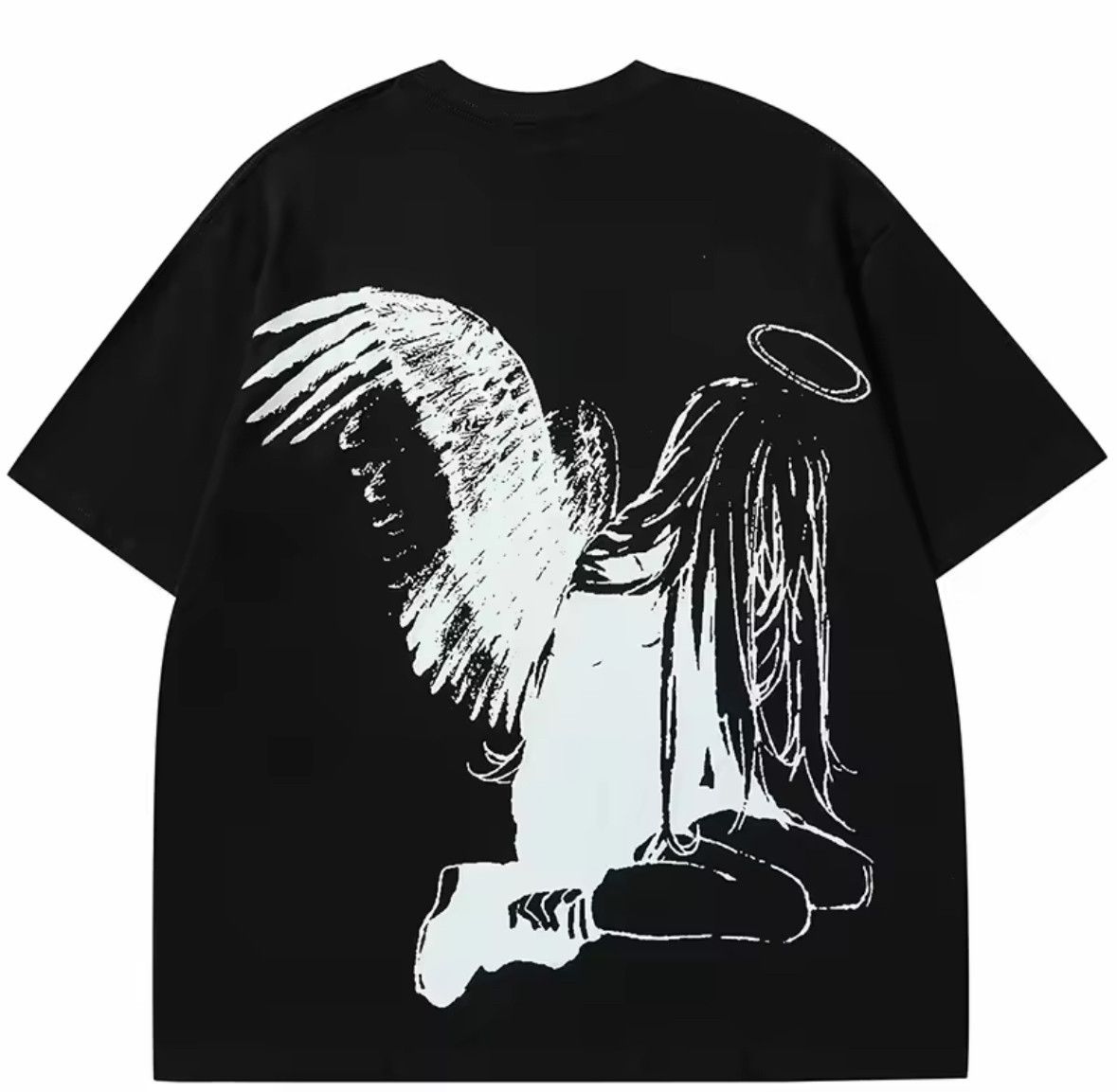 Japanese Brand Streetwear Y2K Creative Angel Sketch Short Sleeve T-Shirt Size US L / EU 52-54 / 3 - 1 Thumbnail
