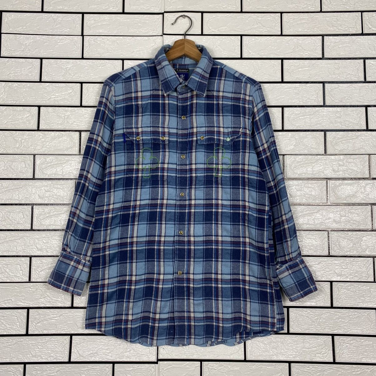 Buzz Rickson's 📌Vintage Flannel Jacket Button R Newbold Tartan Design Size US M / EU 48-50 / 2 - 2 Thumbnail