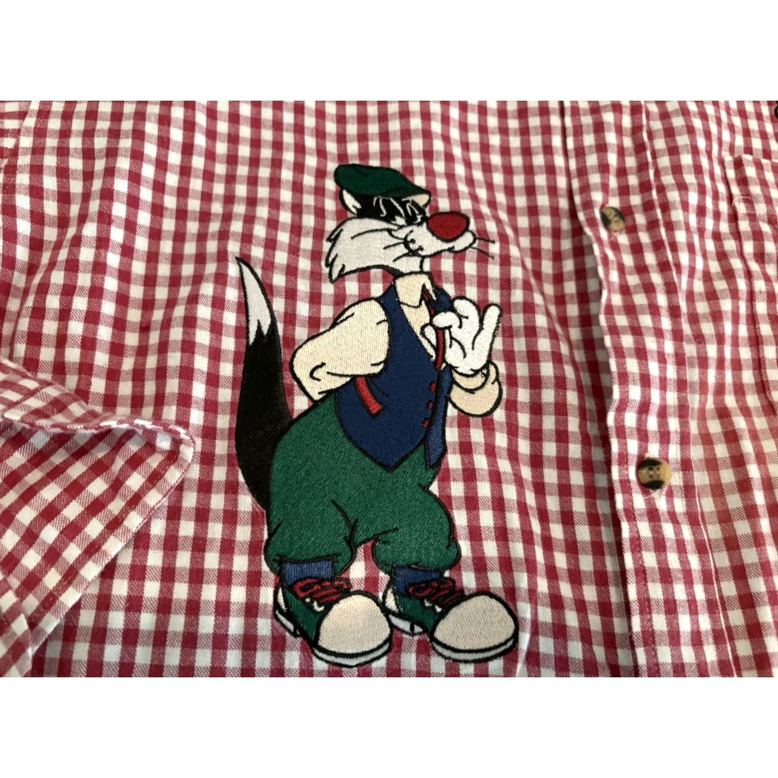 Acme Clothing VINTAGE ACME Clothing Co Button Up Shirt Looney Tunes Sylvester Tweety Medium Red Embroidered 90s Cartoon Mens Shirt Size US M / EU 48-50 / 2 - 4 Thumbnail