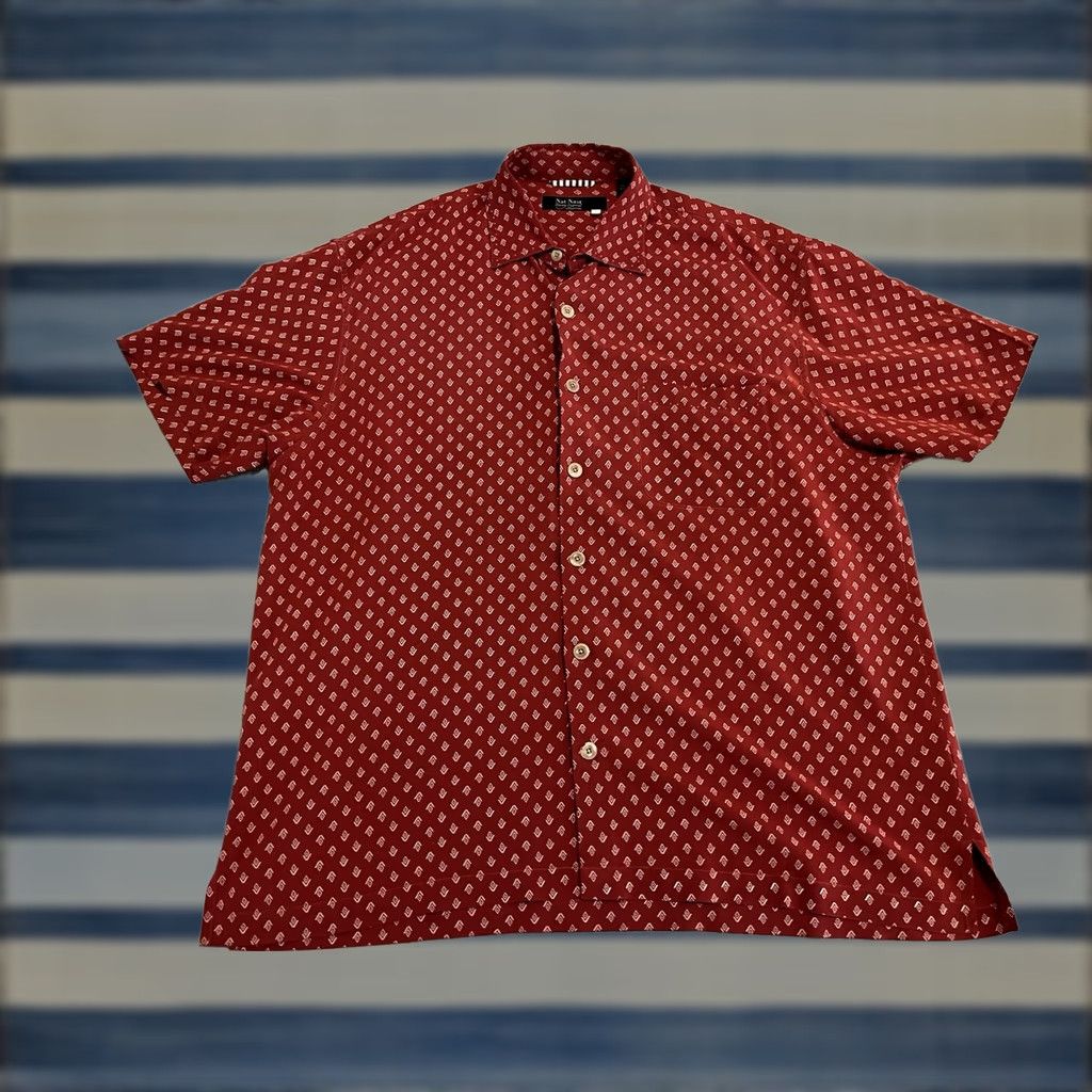 Nat Nast Nat Nast Red Silk Shirt Diamonds Mens L Short Sleeve Button-Up Size US L / EU 52-54 / 3 - 1 Thumbnail