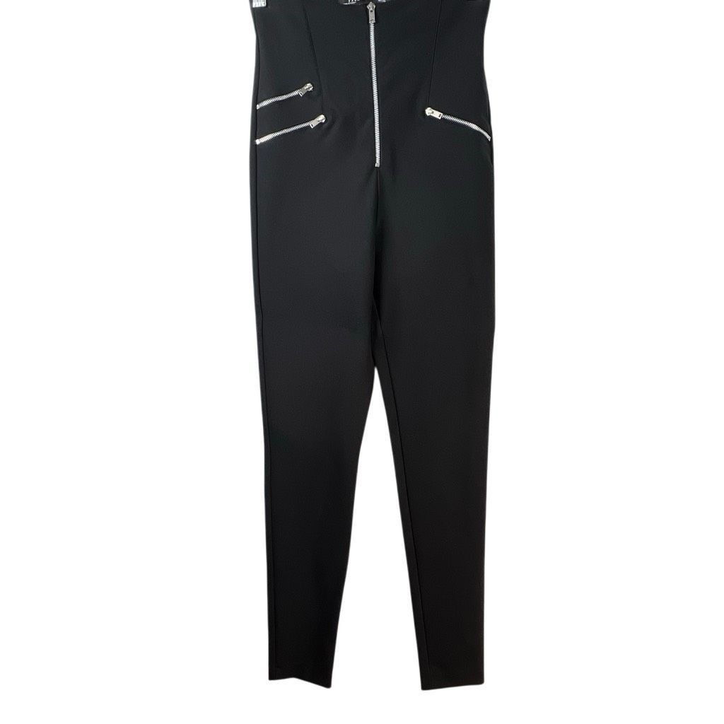 Zara Zara Woman High-Rise Leggings with Zip Detail Black XS Size 25" / US 0 / IT 36 - 2 Thumbnail