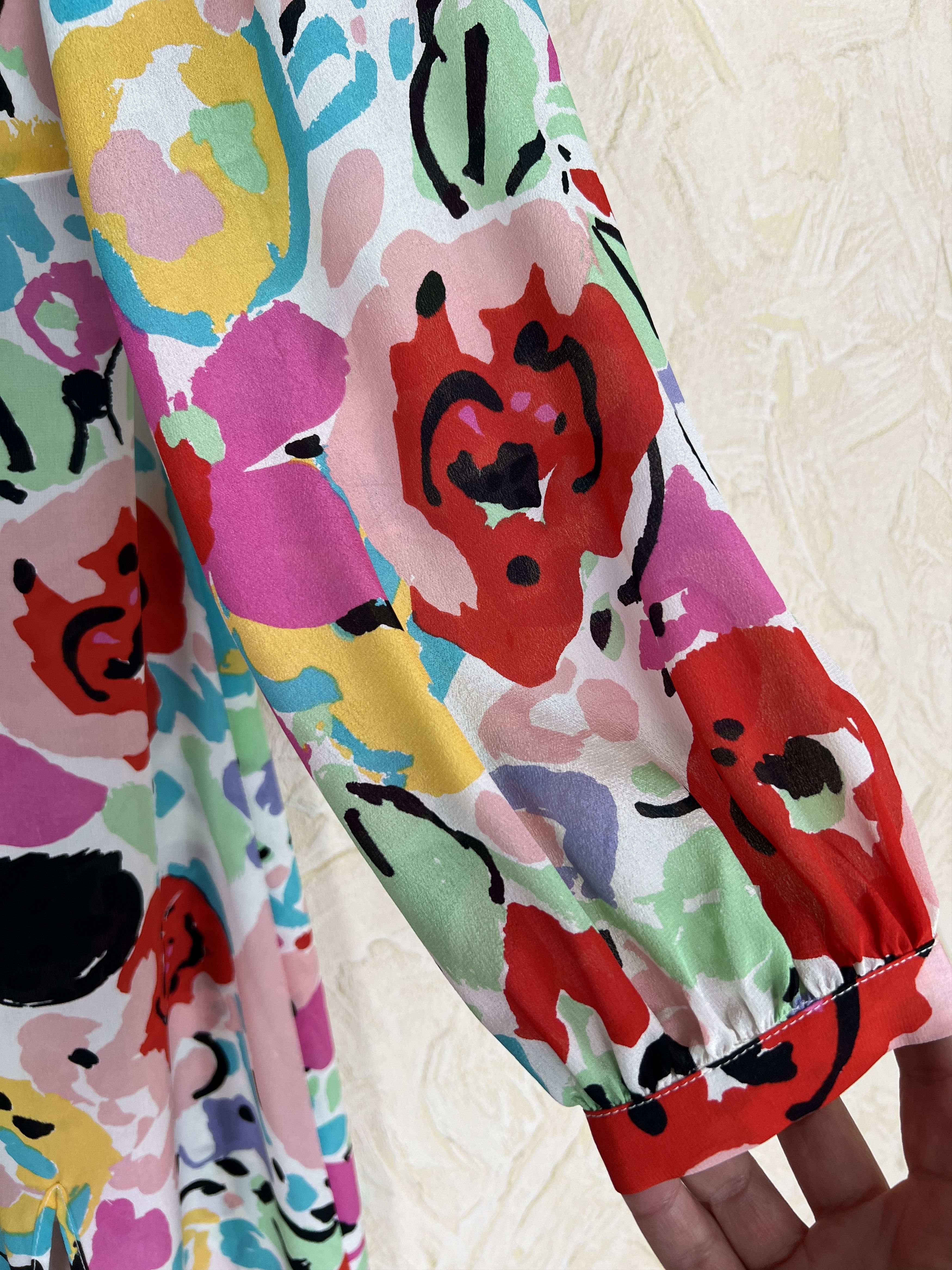 RIXO RIXO Camellia Silk Midi Dress 100% Silk Floral Print Size L / US 10 / IT 46 - 7 Thumbnail