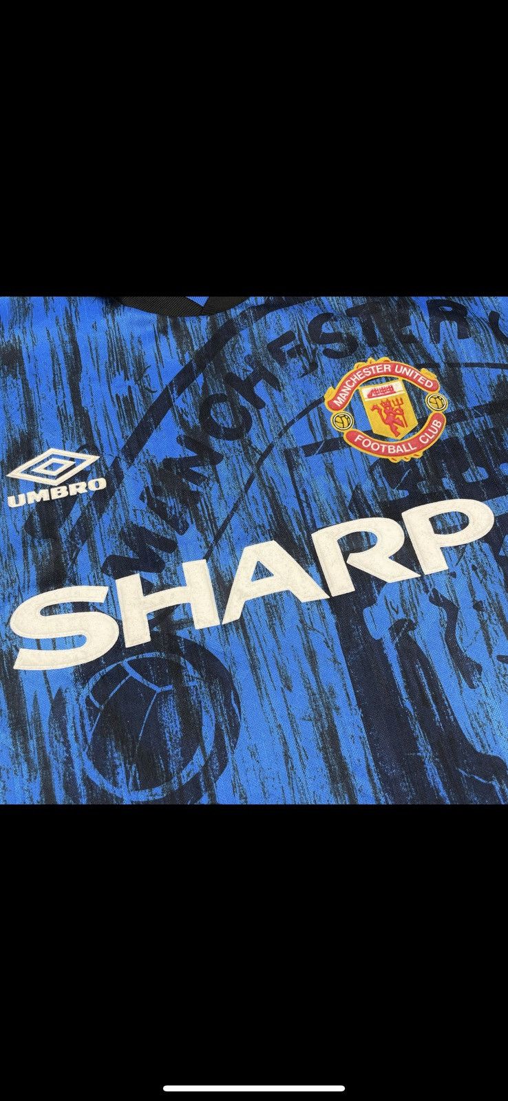 Umbro Vintage Umbro Manchester United soccer jersey rare blue Away Size US S / EU 44-46 / 1 - 9 Thumbnail