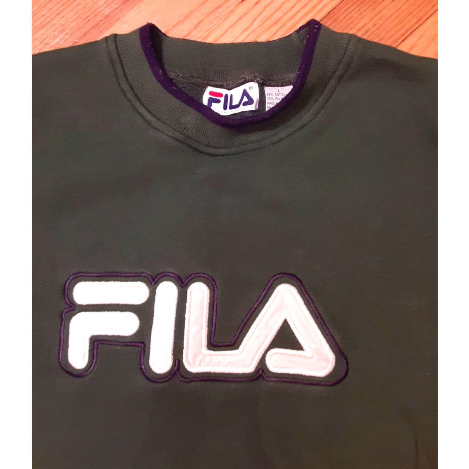 Fila VINTAGE FILA Sweatshirt 1990s Embroidered Spell-Out Green-Blue LG Mens Pullover Round Neck Hard to Overlook 90s Theme Size US L / EU 52-54 / 3 - 2 Thumbnail