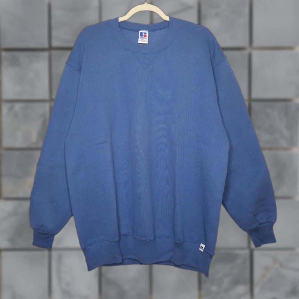 Russell Athletic VINTAGE Russell Athletic Sweatshirt Crewneck Blue 2XL Unisex Adults XXL Regular Pullover Vintage 90s Oversized Shirt Size US XXL / EU 58 / 5 - 1 Thumbnail