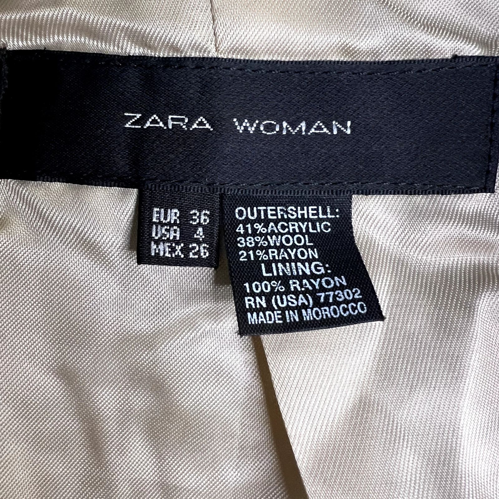 Zara Zara Woman Tweed Blazer Beige Metallic Frayed Trim Wool Size S / US 4 / IT 40 - 4 Thumbnail