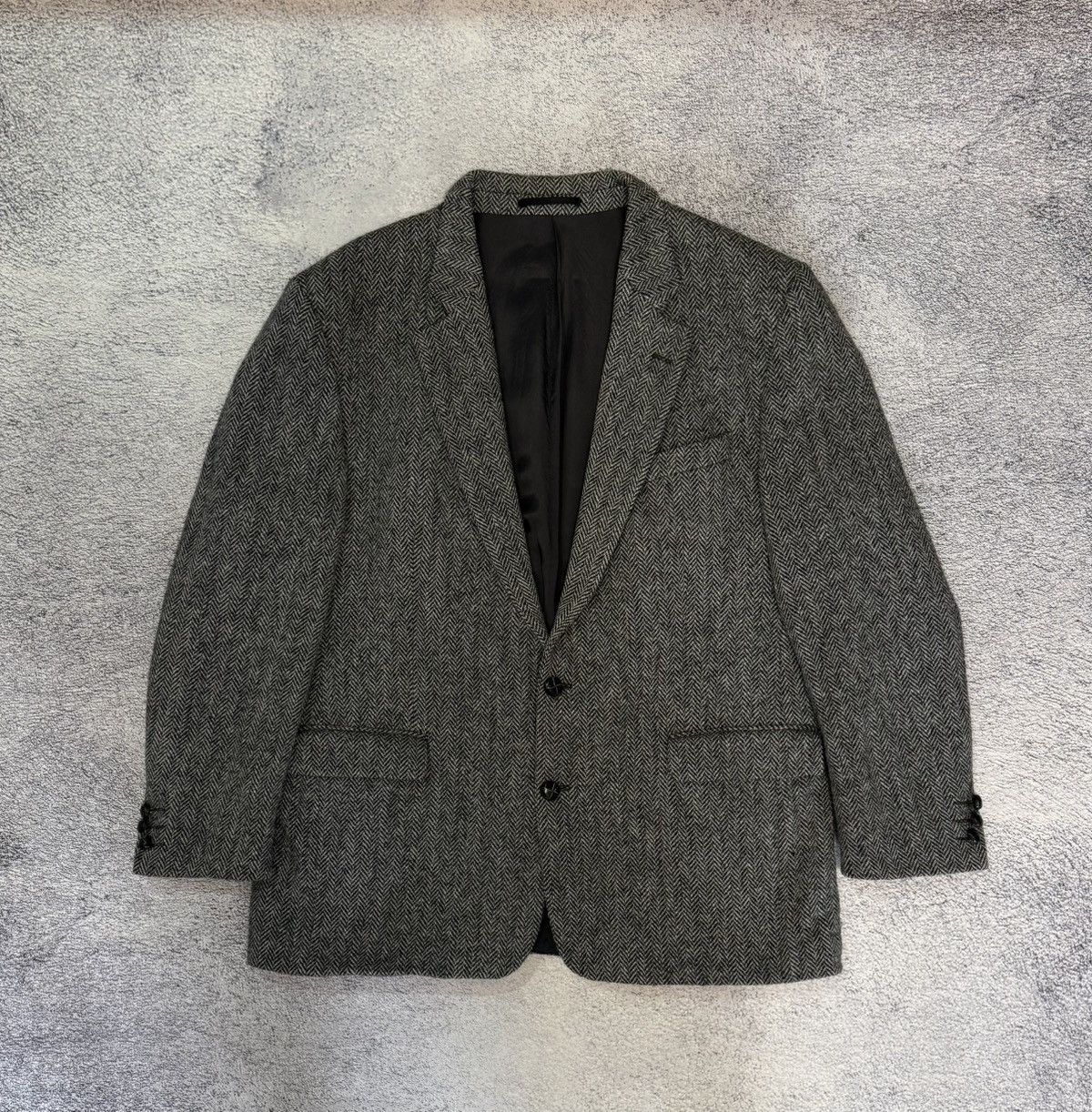 Harris Tweed Harris Tweed Herringbone Blazer Wool Men 44R Tailored Jacket Size 44R - 1 Thumbnail