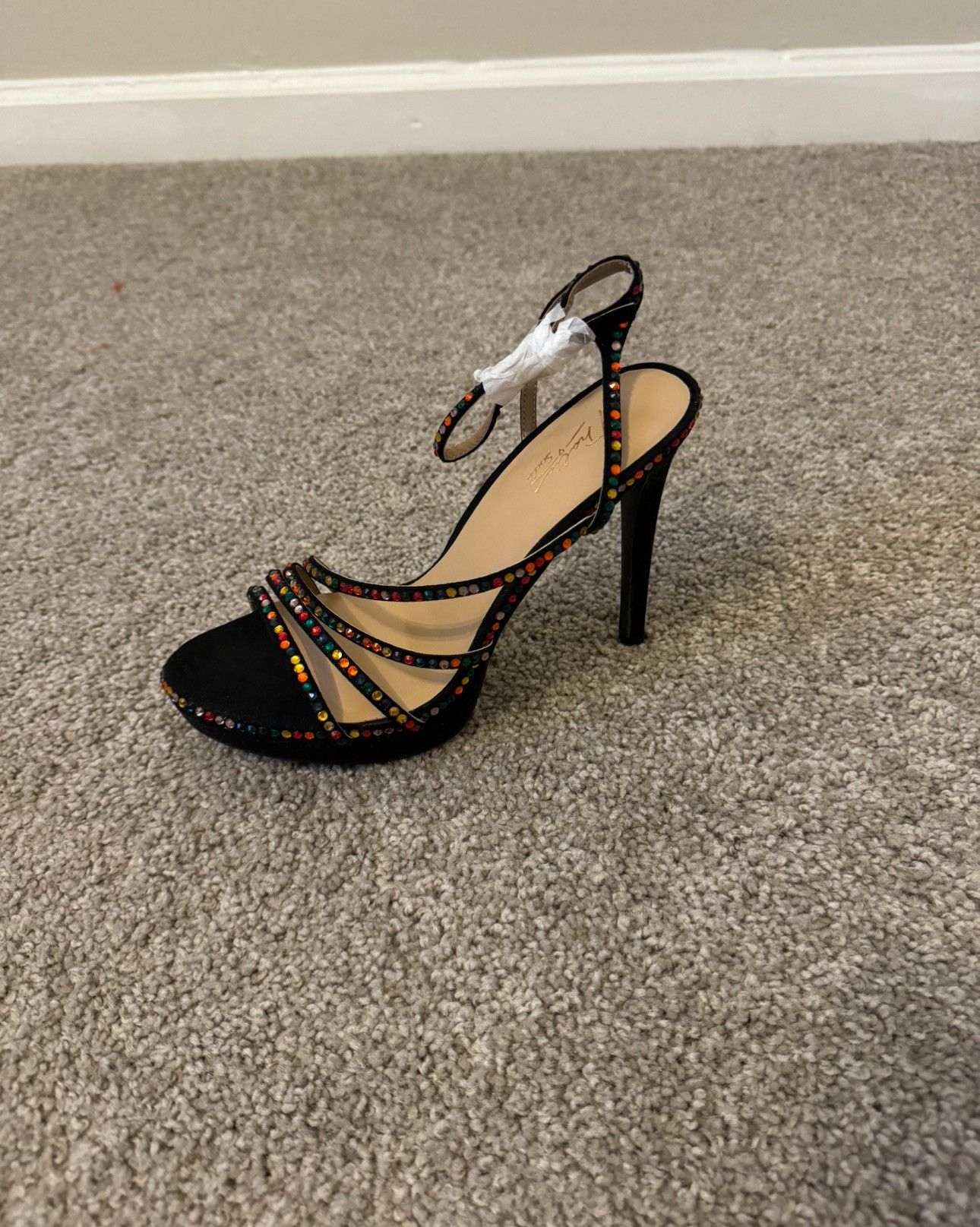 Other Thalía Sodi Livy Black Rhinestone Heels 8M Size US 8 / IT 38 - 2 Thumbnail