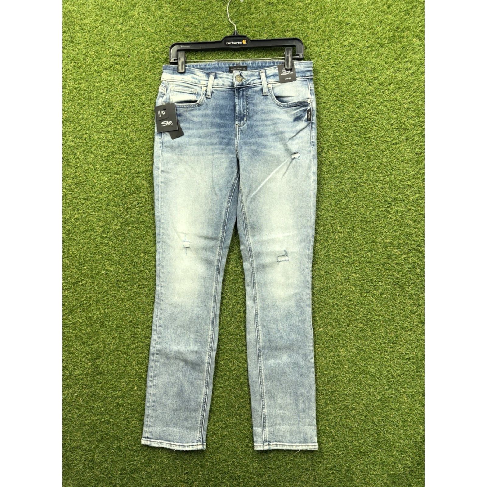 Silver Jeans Co. Silver Jeans Elyse Regular Fit Mid Rise Straight Leg Jeans Womens 28x29 Light Wash Blue Size 28" / US 6 / IT 42 - 2 Thumbnail