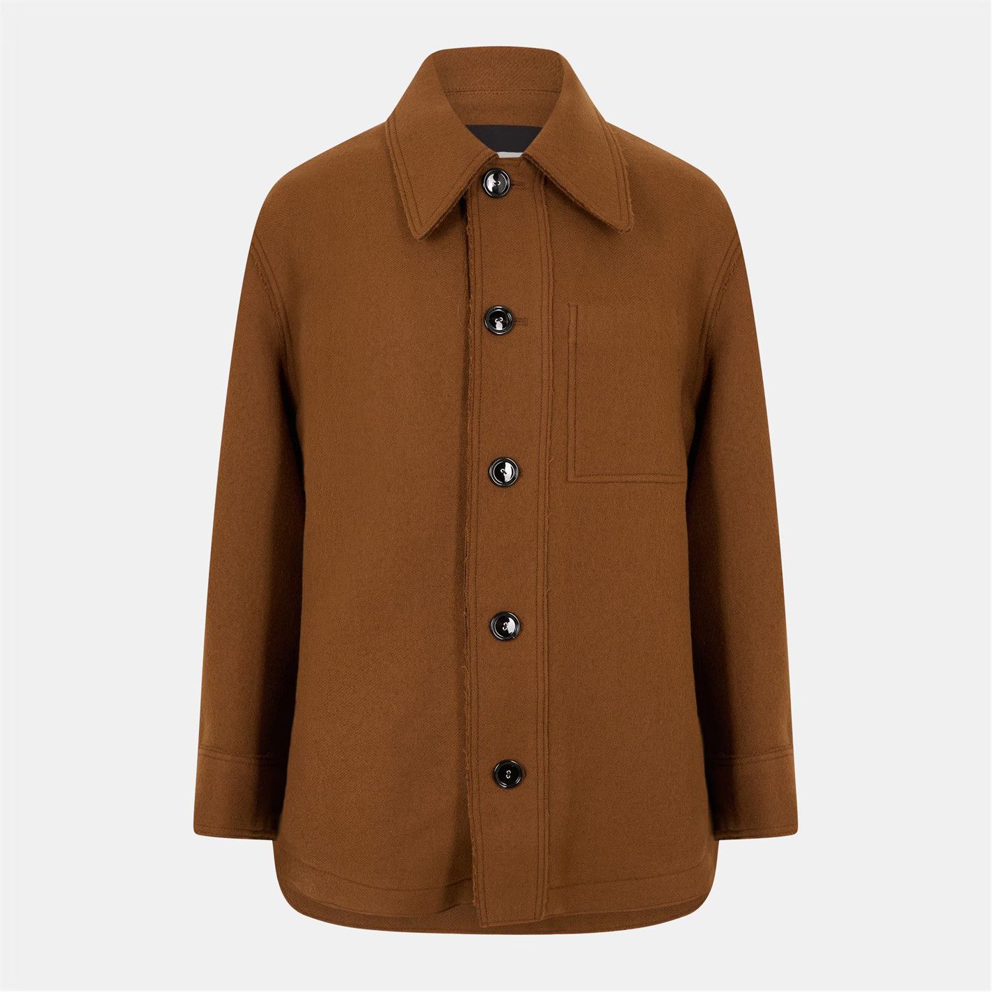 AMI o1g2r1mq0326 Wool Structured Overshirt in Noisette Size US L / EU 52-54 / 3 - 1 Thumbnail