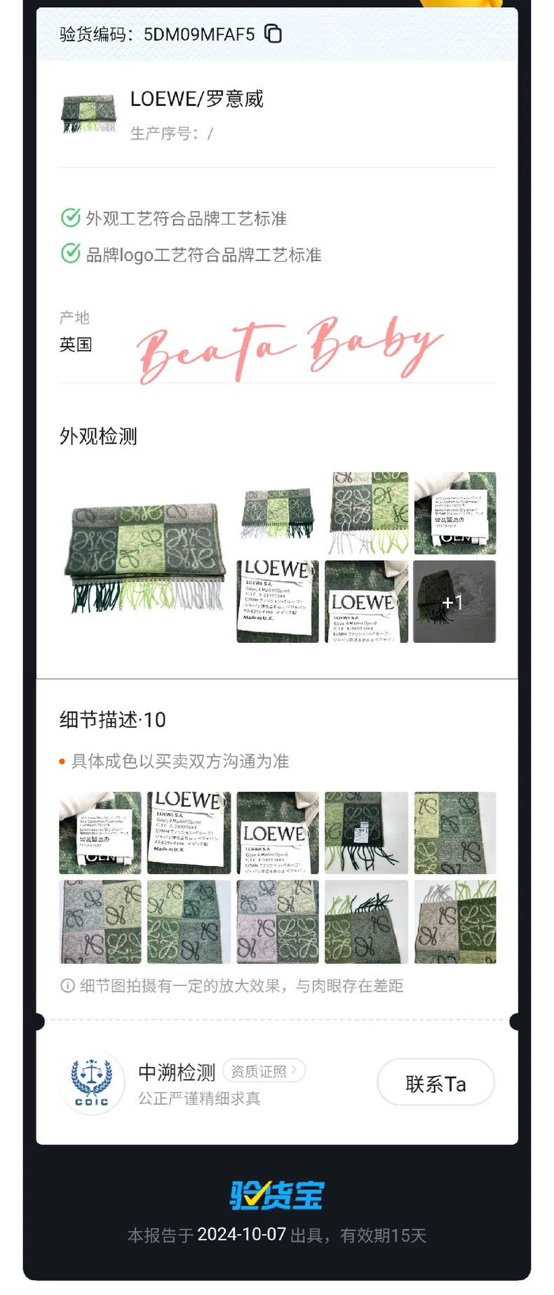 Loewe LOEWE Green wool scarf Size ONE SIZE - 7 Thumbnail