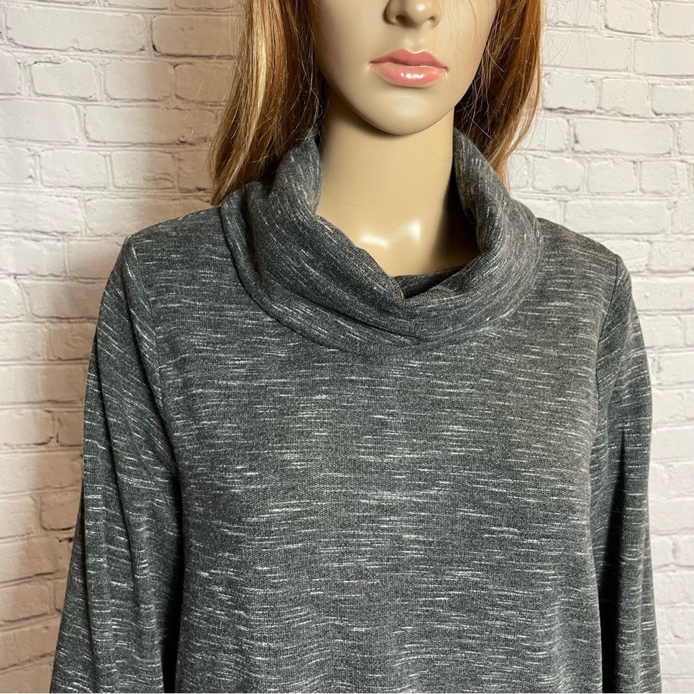 Chicos Chico's Cowl Neck Grey Mélange Sweater Sweatshirt Size 2 US Size L / US 10 / IT 46 - 4 Thumbnail