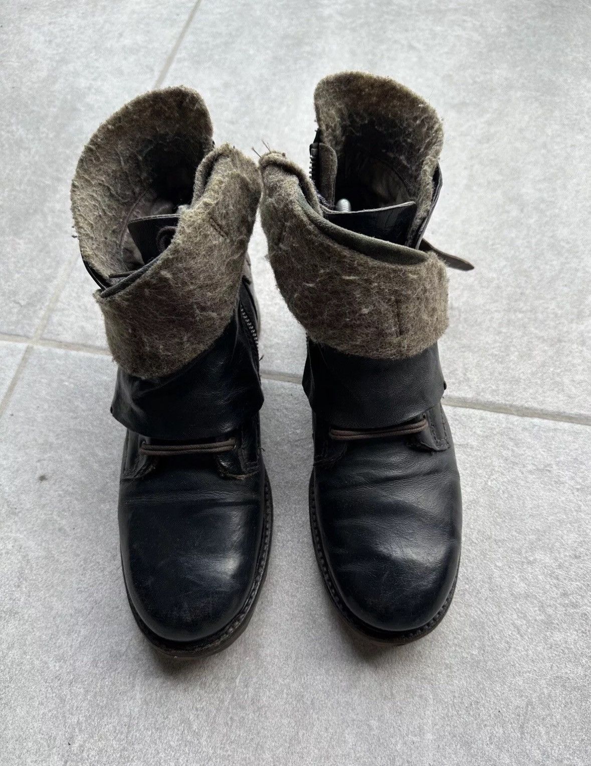 A.S.98 A.S.98 Airstep Womens Leather Wool Stripe Ankle Boots Gothic Size US 9 / IT 39 - 2 Thumbnail