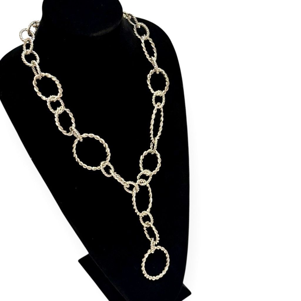 Chicos CHICO’S Silver Link Circle Statement Lariat Necklace | NWOT Size ONE SIZE - 5 Thumbnail