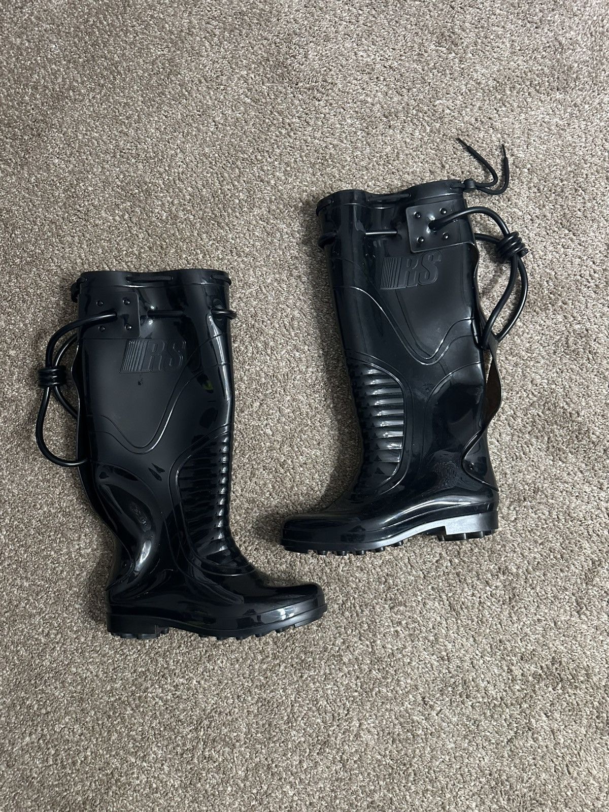 Pre-owned Raf Simons S/s 2018 Wellington Boots In Black