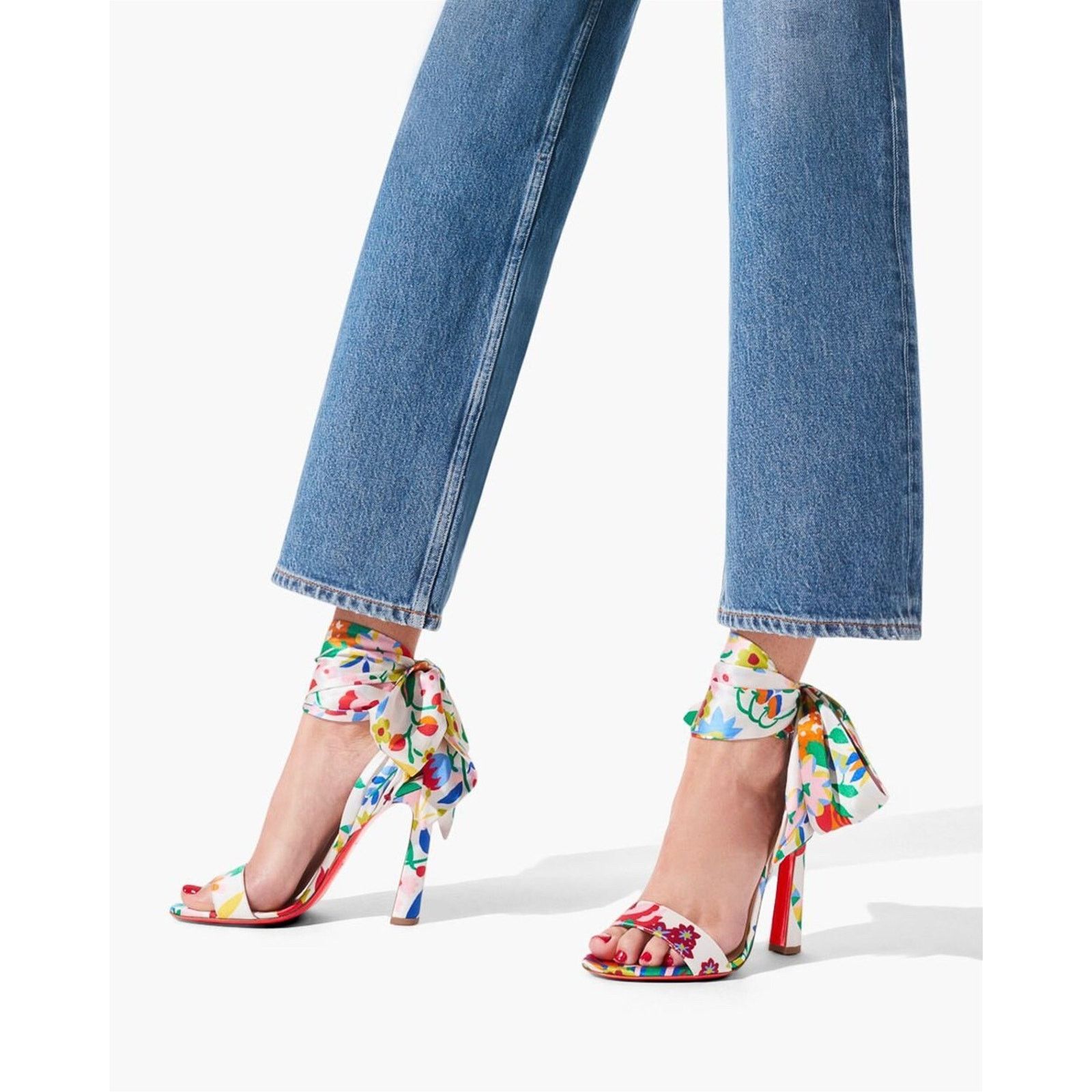Christian Louboutin Crosse Du Desert 100 Bloomy Lace Up Tie Sandal Heel Pump 38 Size US 8 / IT 38 - 3 Thumbnail