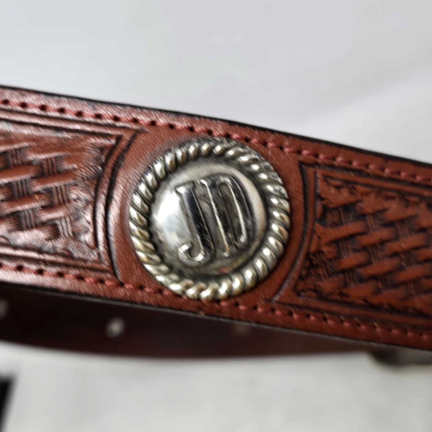 Vintage VINTAGE Jack Daniels Belt Men Brown Leather Western Concho Style Size 38 Rare Mens Size 38 - 7 Thumbnail