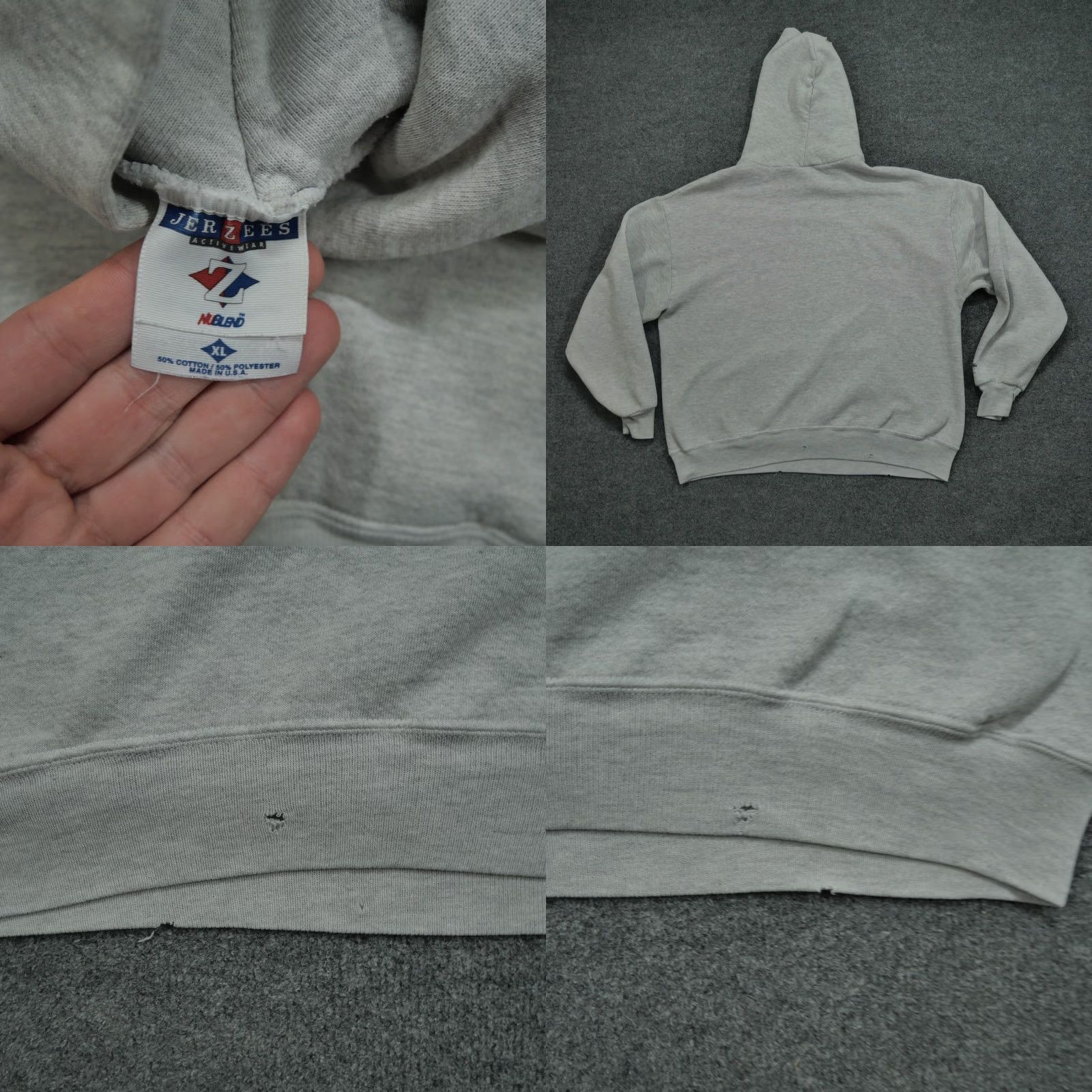 Jerzees VINTAGE Jerzees Hoodie Adult XL Gray 90s Navy US Size US XL / EU 56 / 4 - 9 Thumbnail