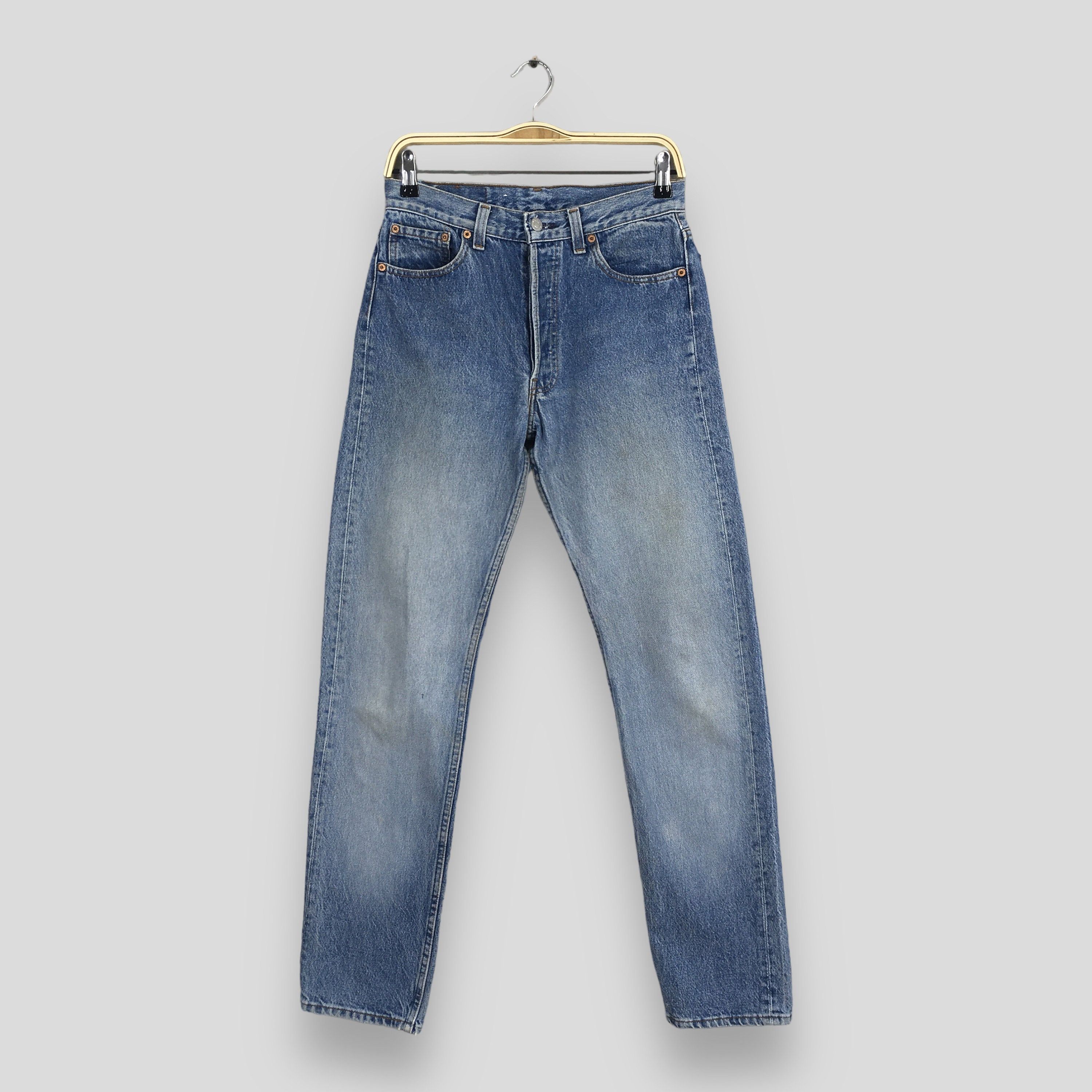 image of Size 28X31.5 Vintage 80's Levi's 501 Faded Blue Jeans, Men's