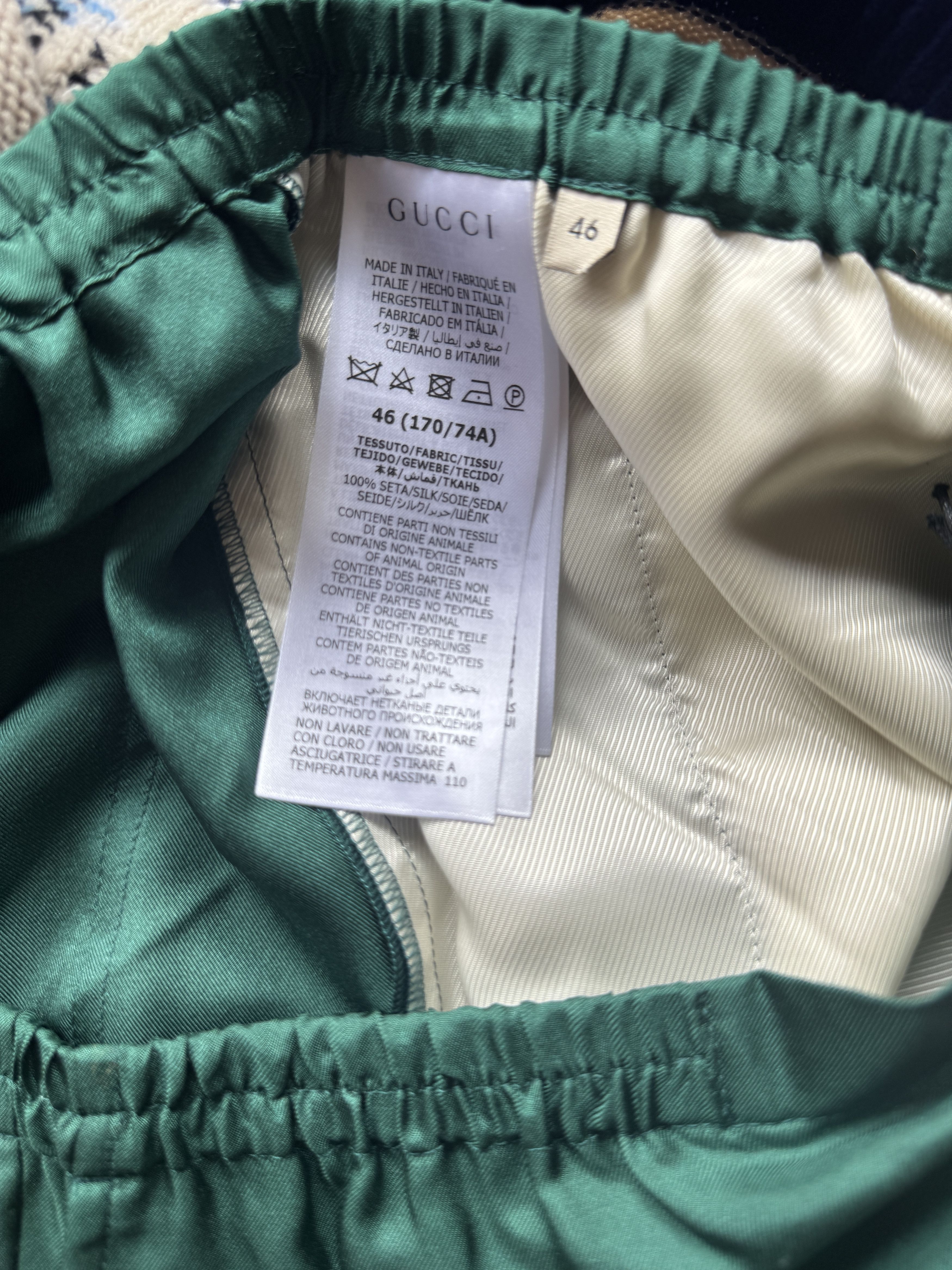 Gucci Green Silk Logo Shorts Size US 30 / EU 46 - 18 Thumbnail