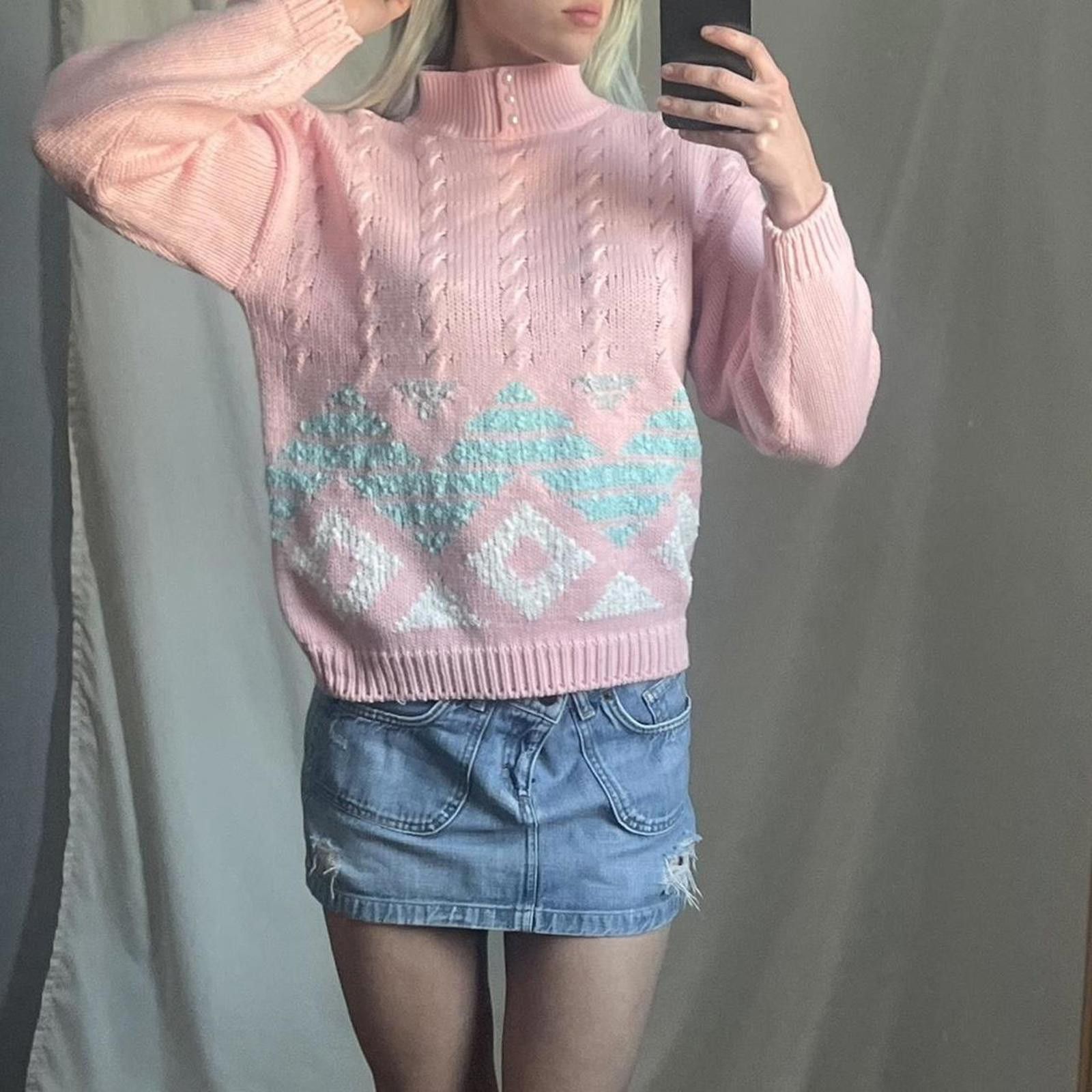 Other Pastel Turtleneck 80s style sweater pullover Size S / US 4 / IT 40 - 5 Thumbnail