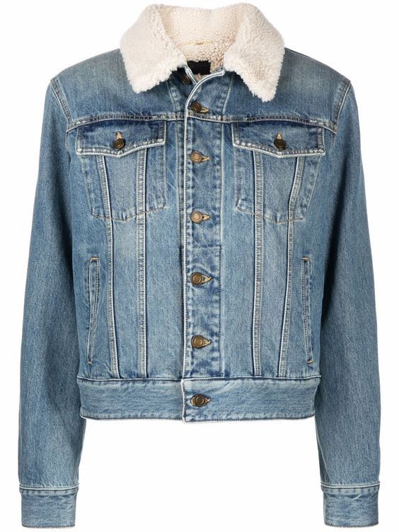 Saint Laurent Paris o1s1wg110924 Denim Shearling Jacket in Blue Size M / US 6-8 / IT 42-44 - 1 Thumbnail