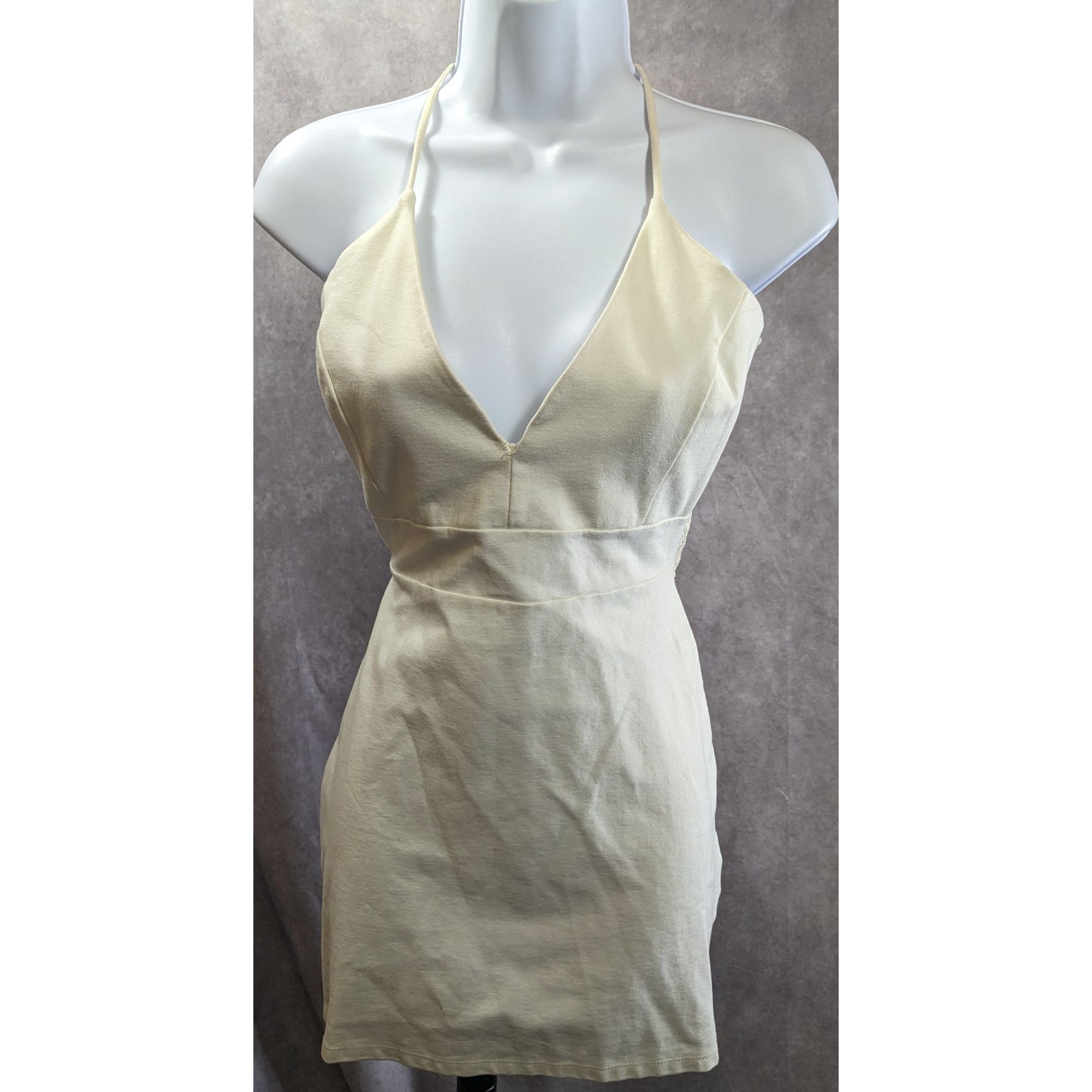 Other Windsor Lace Back Halter Mini Dress In Ivory With Gold Zippe Size L / US 10 / IT 46 - 4 Thumbnail