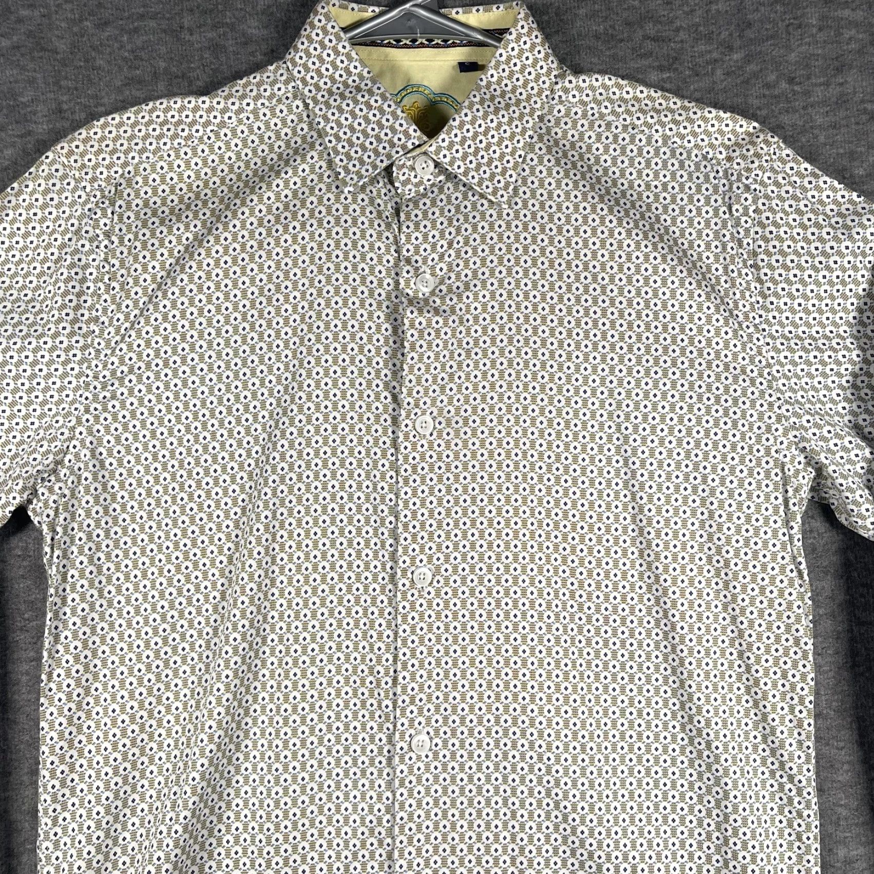 Vintage Cesari Shirt Mens Small White Green Blue Geometric Print Long Sleeve Button Up Size US S / EU 44-46 / 1 - 2 Thumbnail